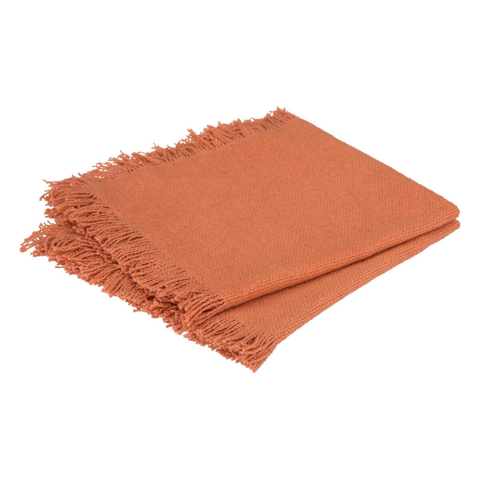 Set 2 tovaglioli in cotone terracotta con frange - Saphir