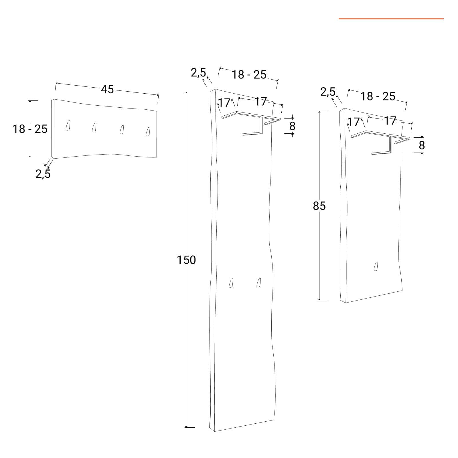 Set 3 appendiabiti in legno di acacia - Freia Stone