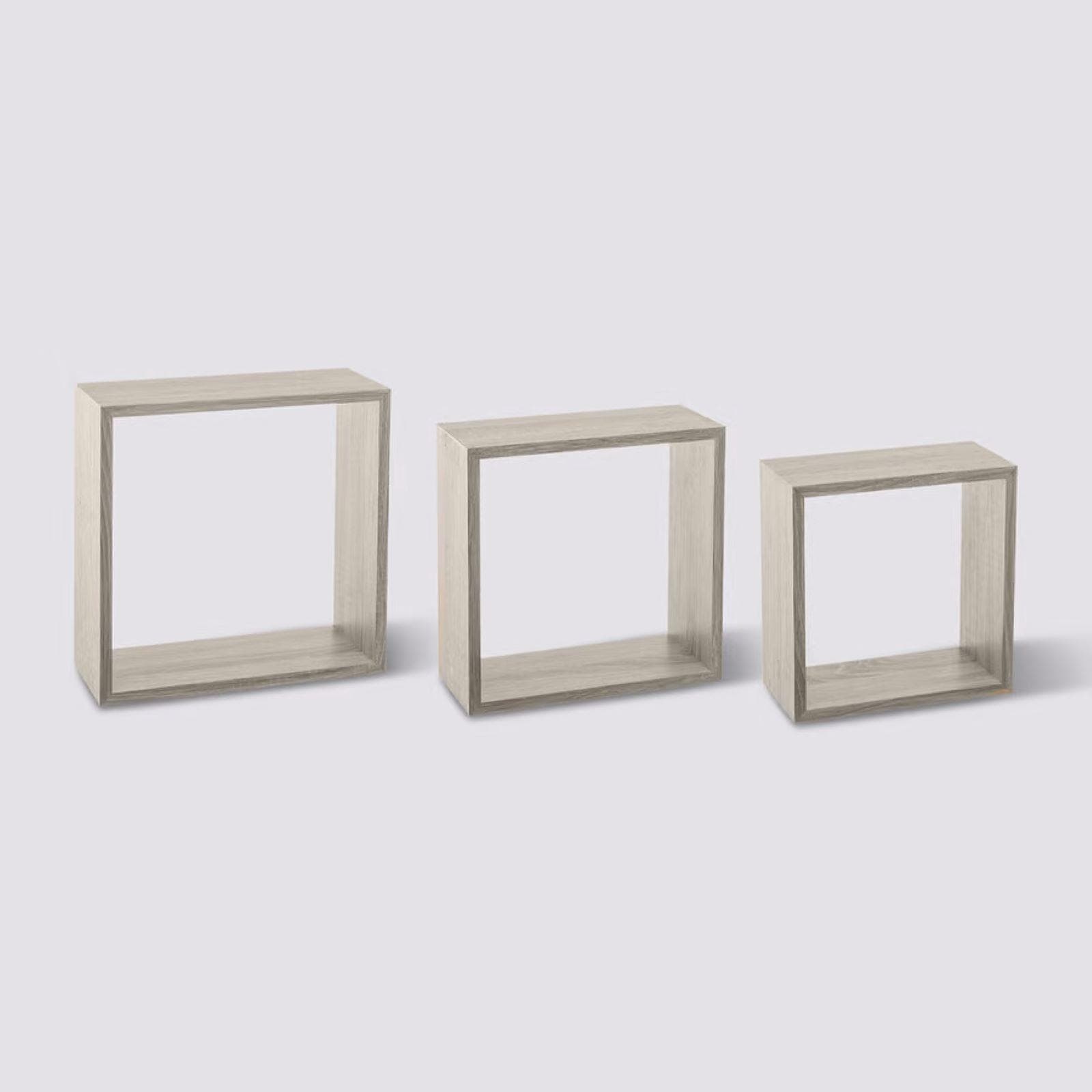 Set 3 cubi pensili in legno effetto rovere grigio - Brasilia