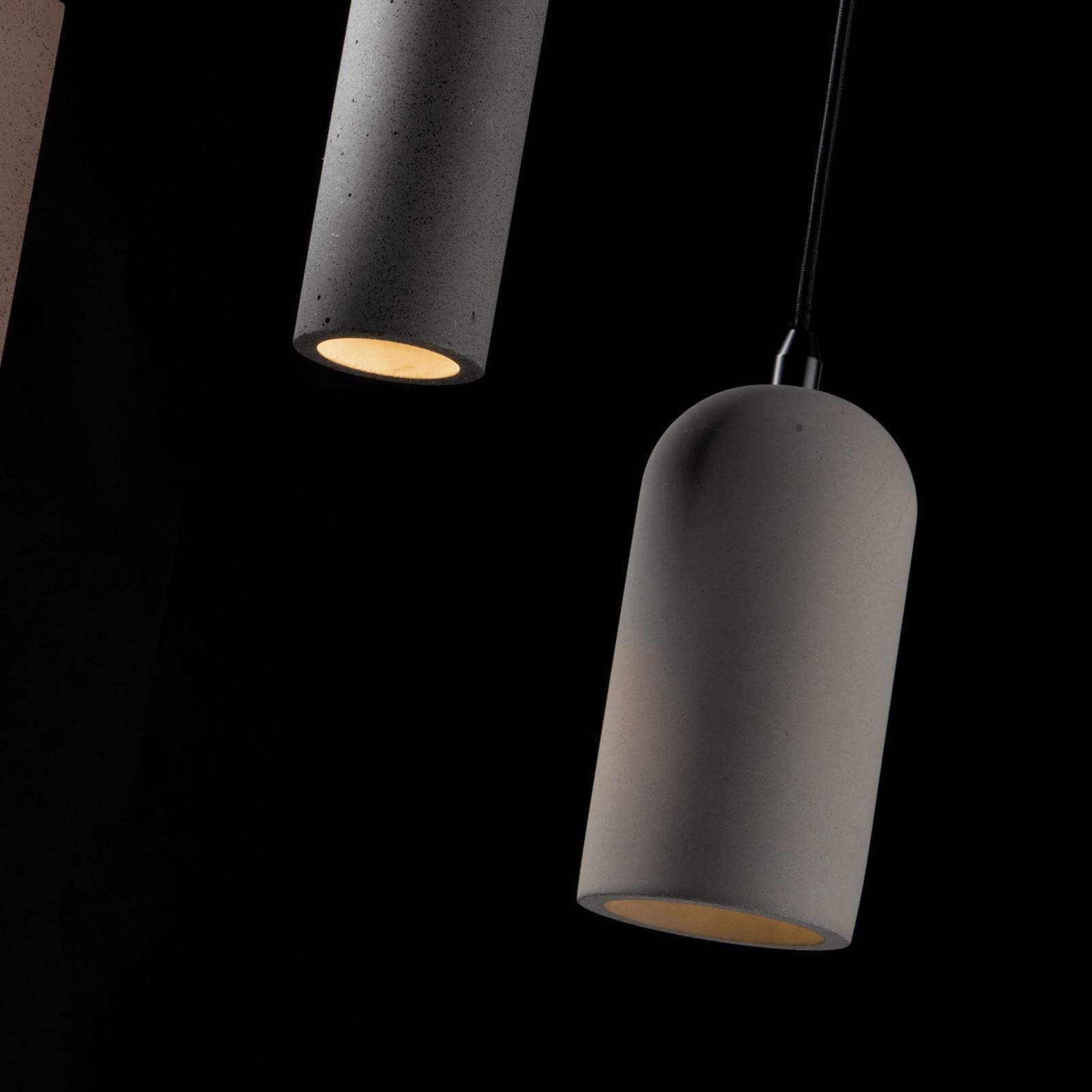 Set 3 lampade sospese 129h cm in cemento naturale colore grigio