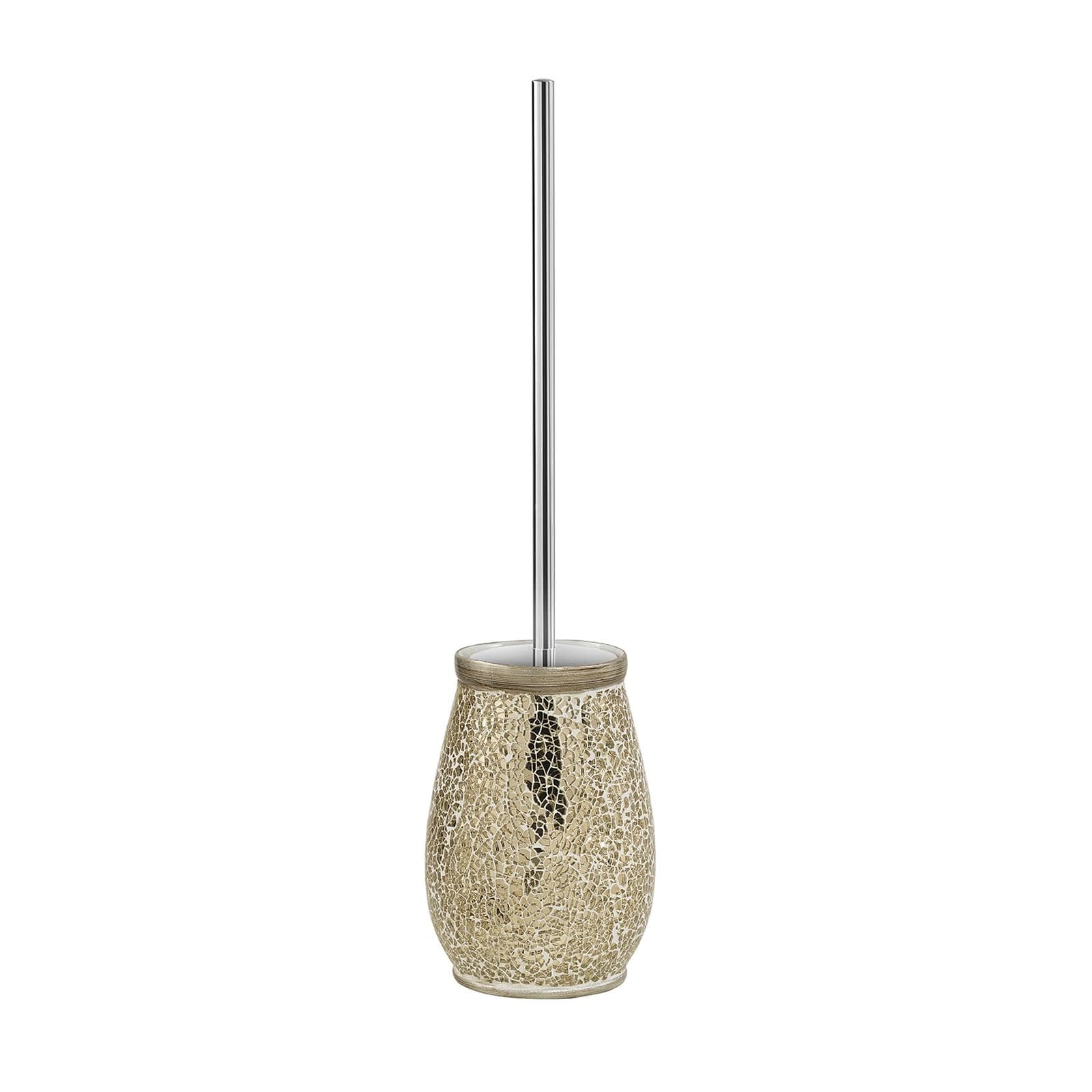 Set 4 accessori d'appoggio in ceramica crema e vetro oro - Myosotis di Gedy
