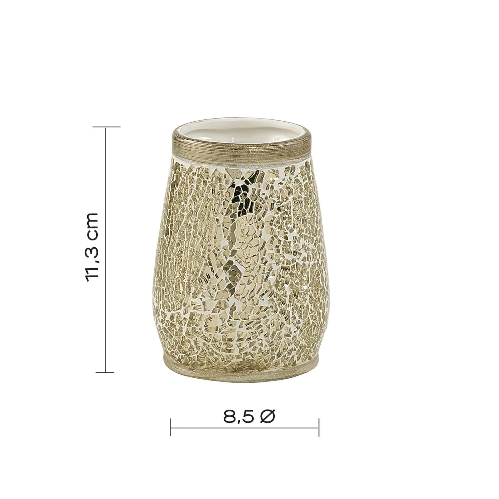 Set 4 accessori d'appoggio in ceramica crema e vetro oro - Myosotis di Gedy