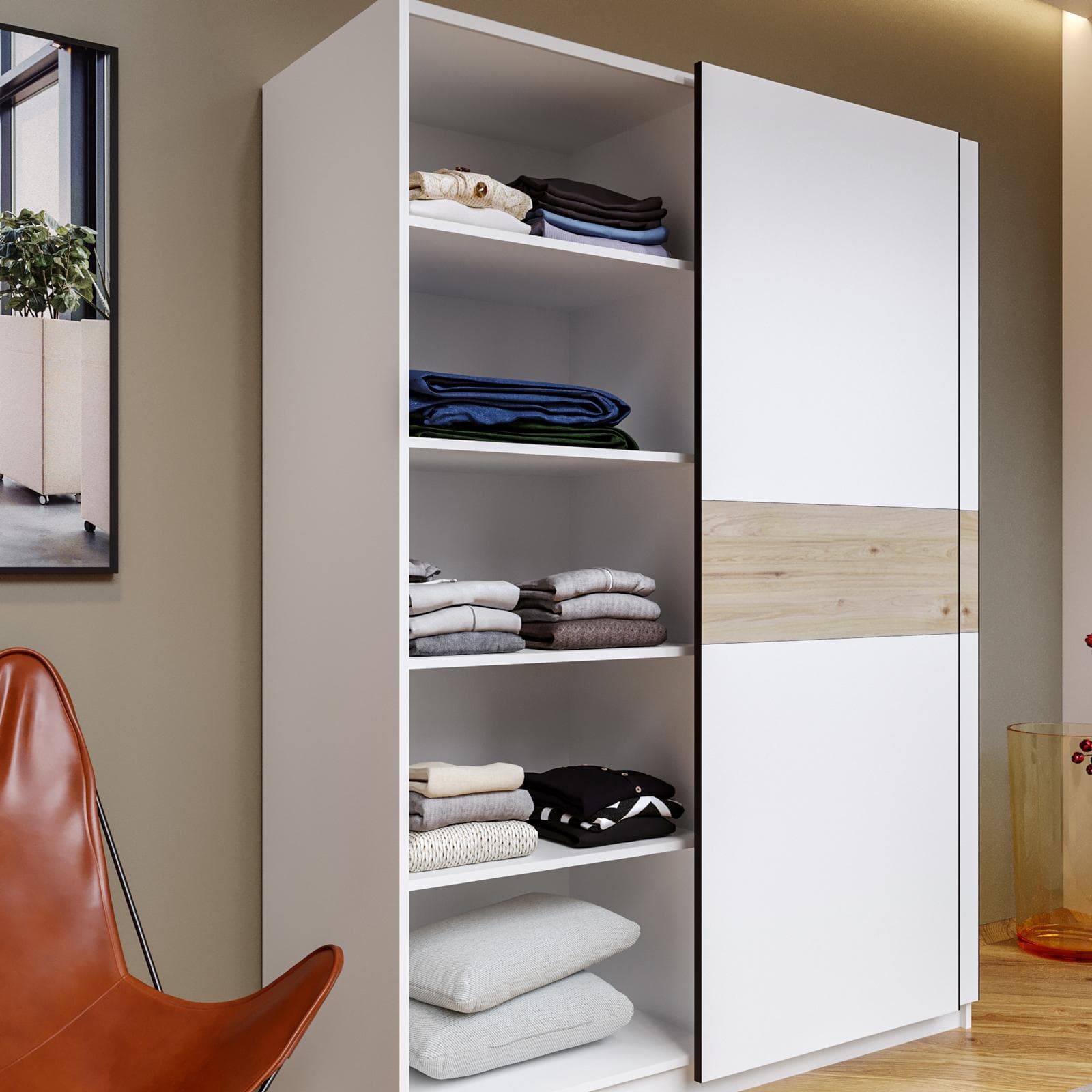 Set 3 ripiani per armadio scorrevole Essex da 120 cm bianco