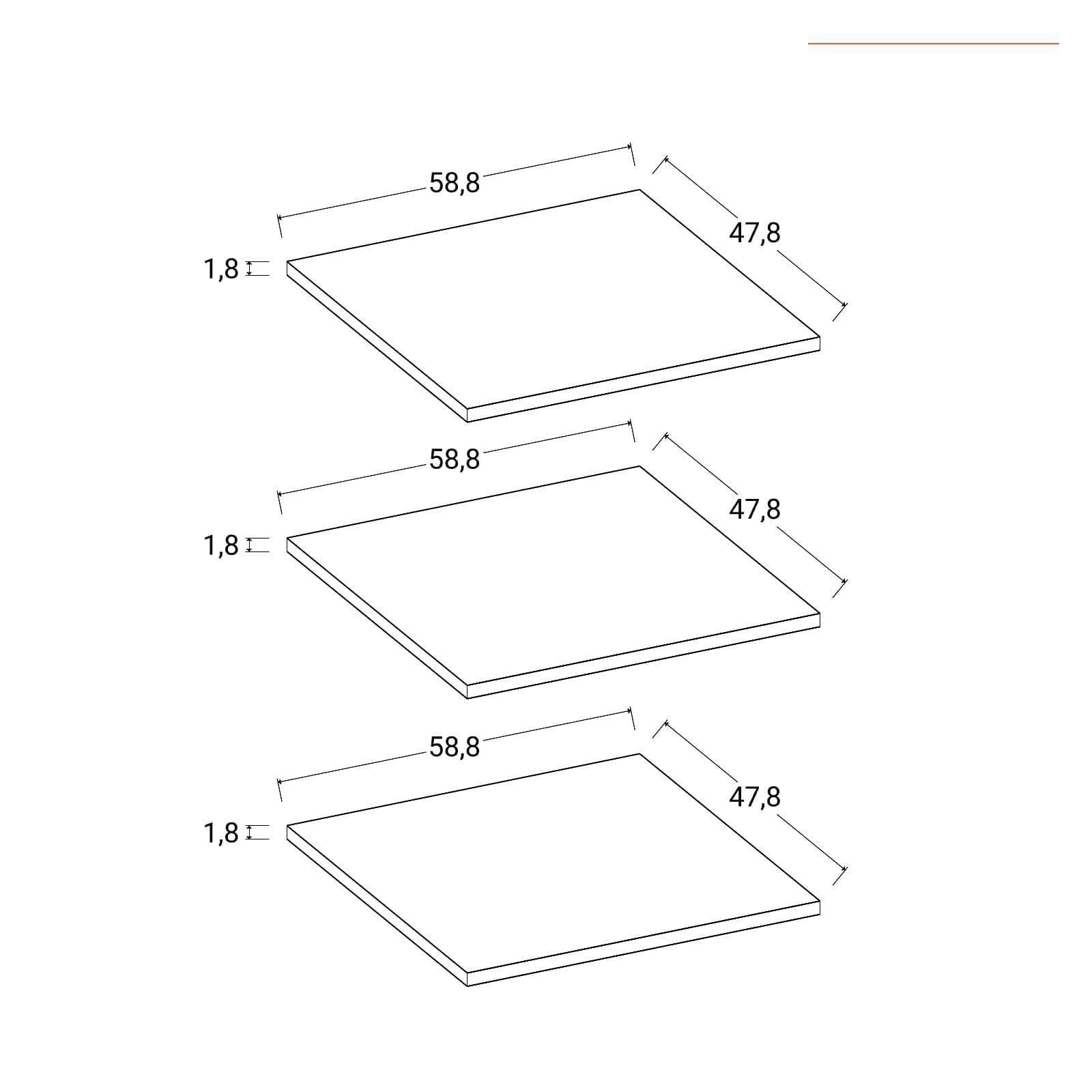 Set 3 ripiani per armadio scorrevole Essex da 120 cm bianco