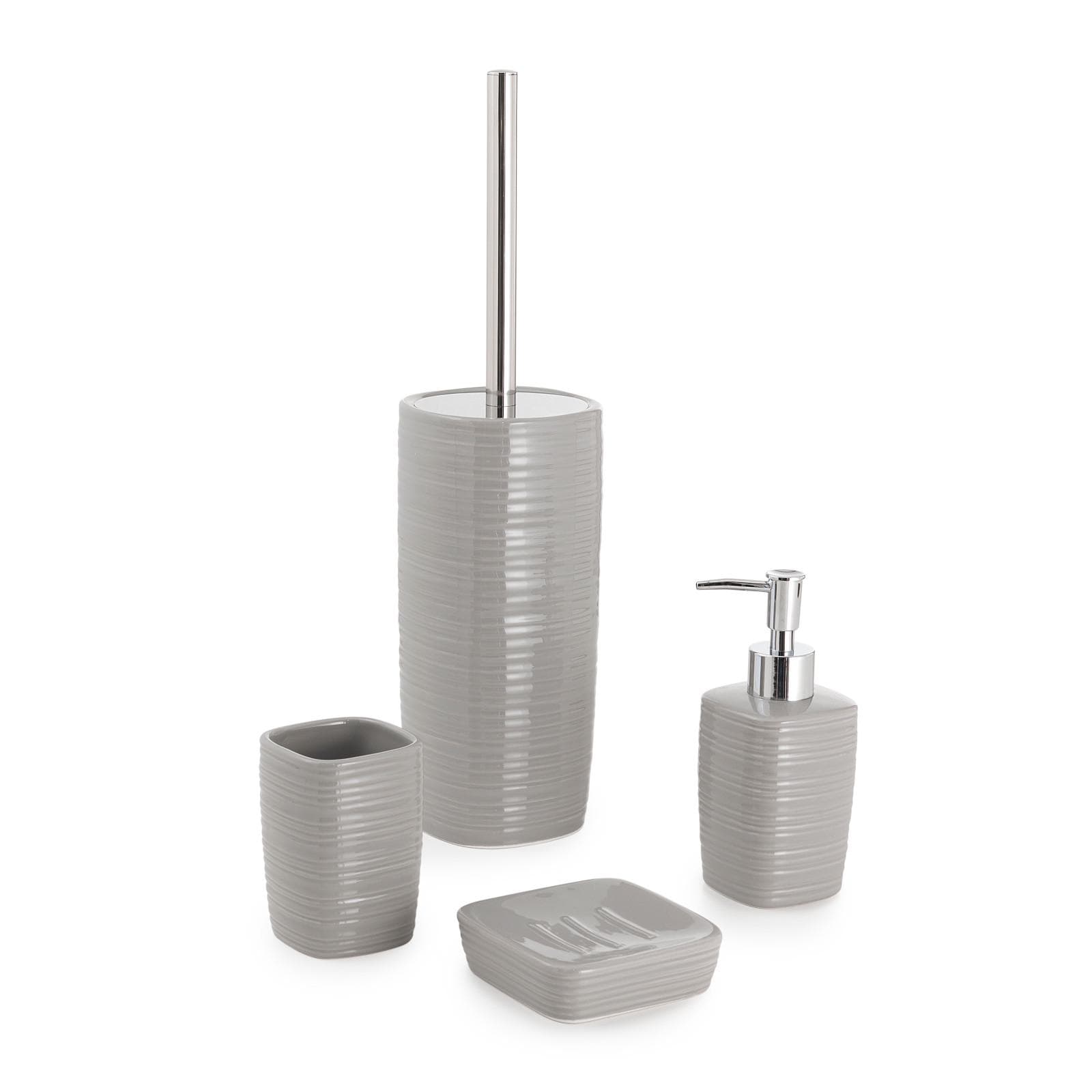 Set 4 accessori d'appoggio in ceramica grigio - Kelly di Gedy