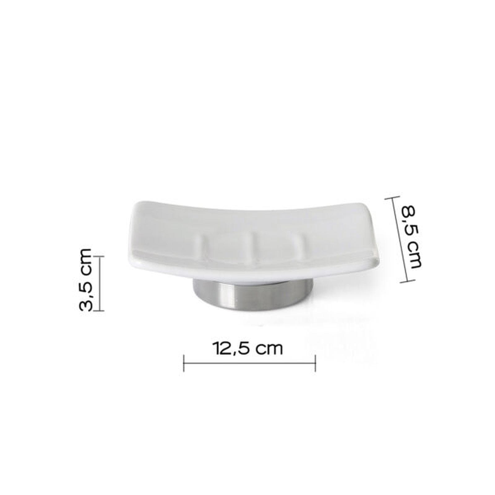 Set 4 accessori da appoggio in ceramica bianco e acciaio inox cromo - Petunia d Gedy