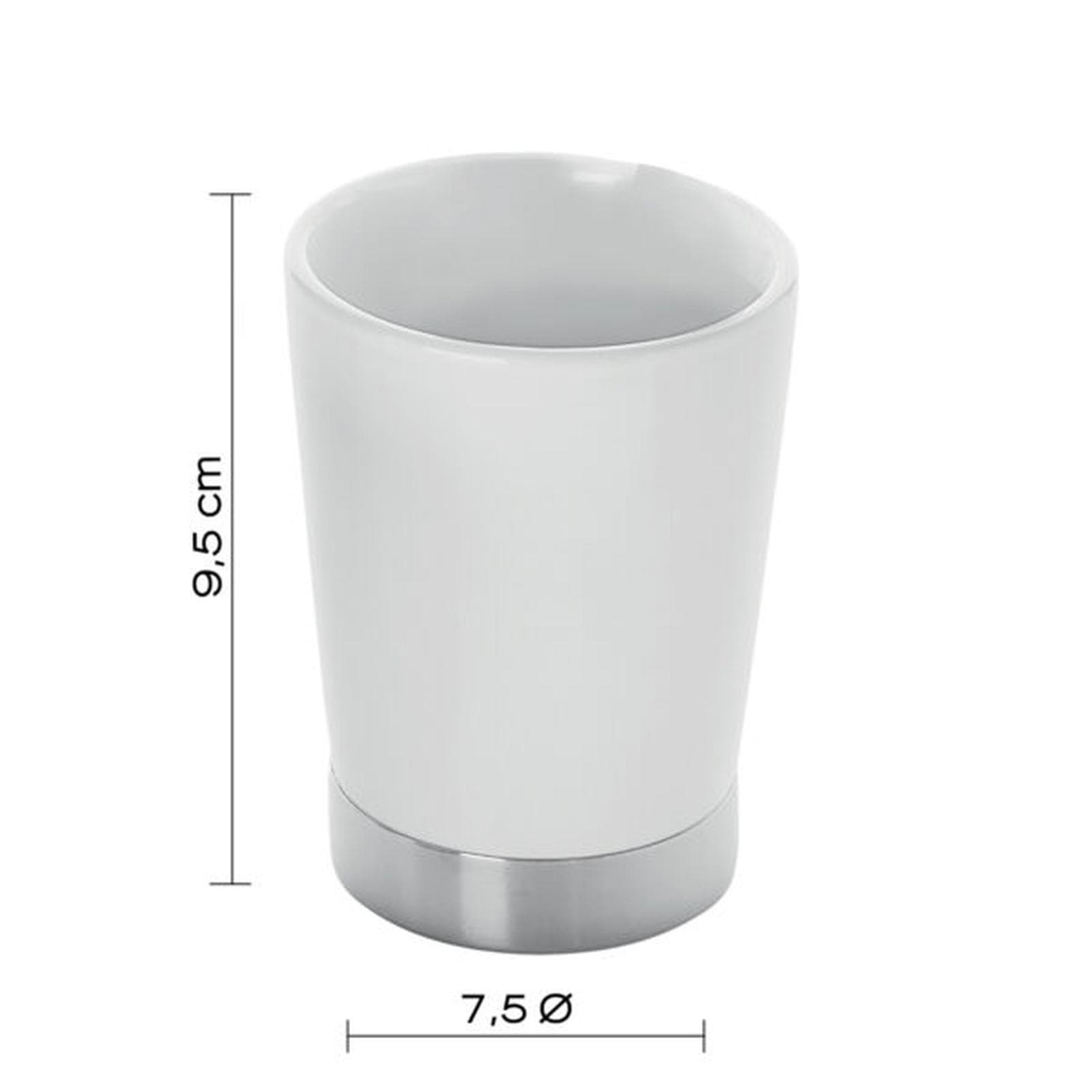 Set 4 accessori da appoggio in ceramica bianco e acciaio inox cromo - Petunia d Gedy
