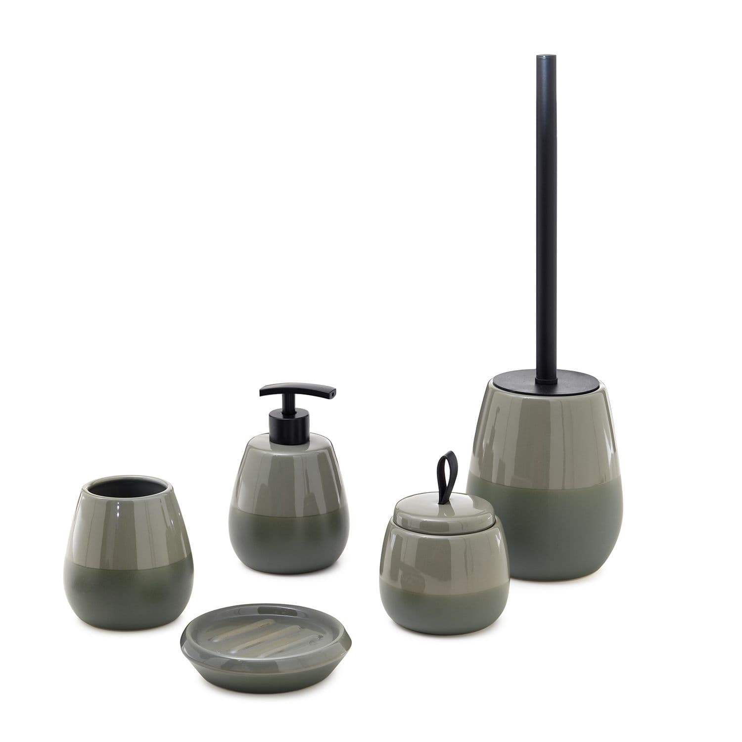 Set 5 accessori da appoggio in ceramica verde salvia - Wilma di Gedy