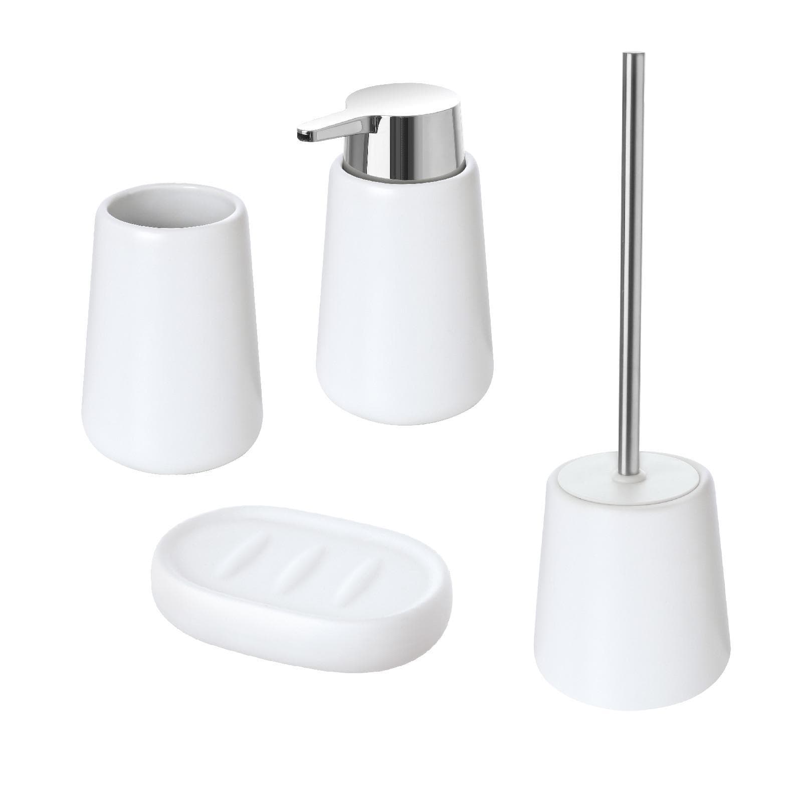 Set 4 accessori da bagno in ceramica bianco - Linea Sidney
