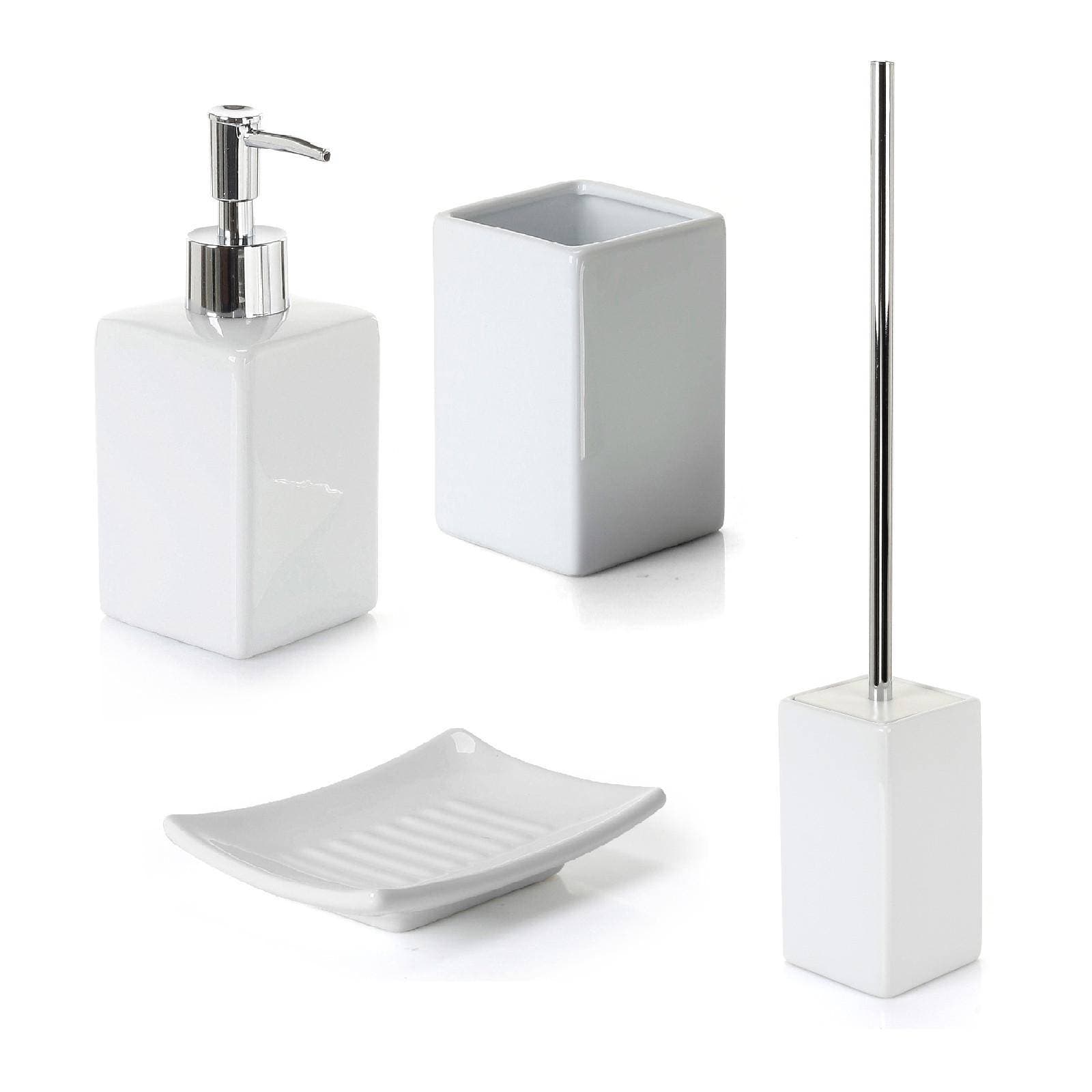 Set 4 accessori da appoggio in ceramica bianco - Verbena di Gedy