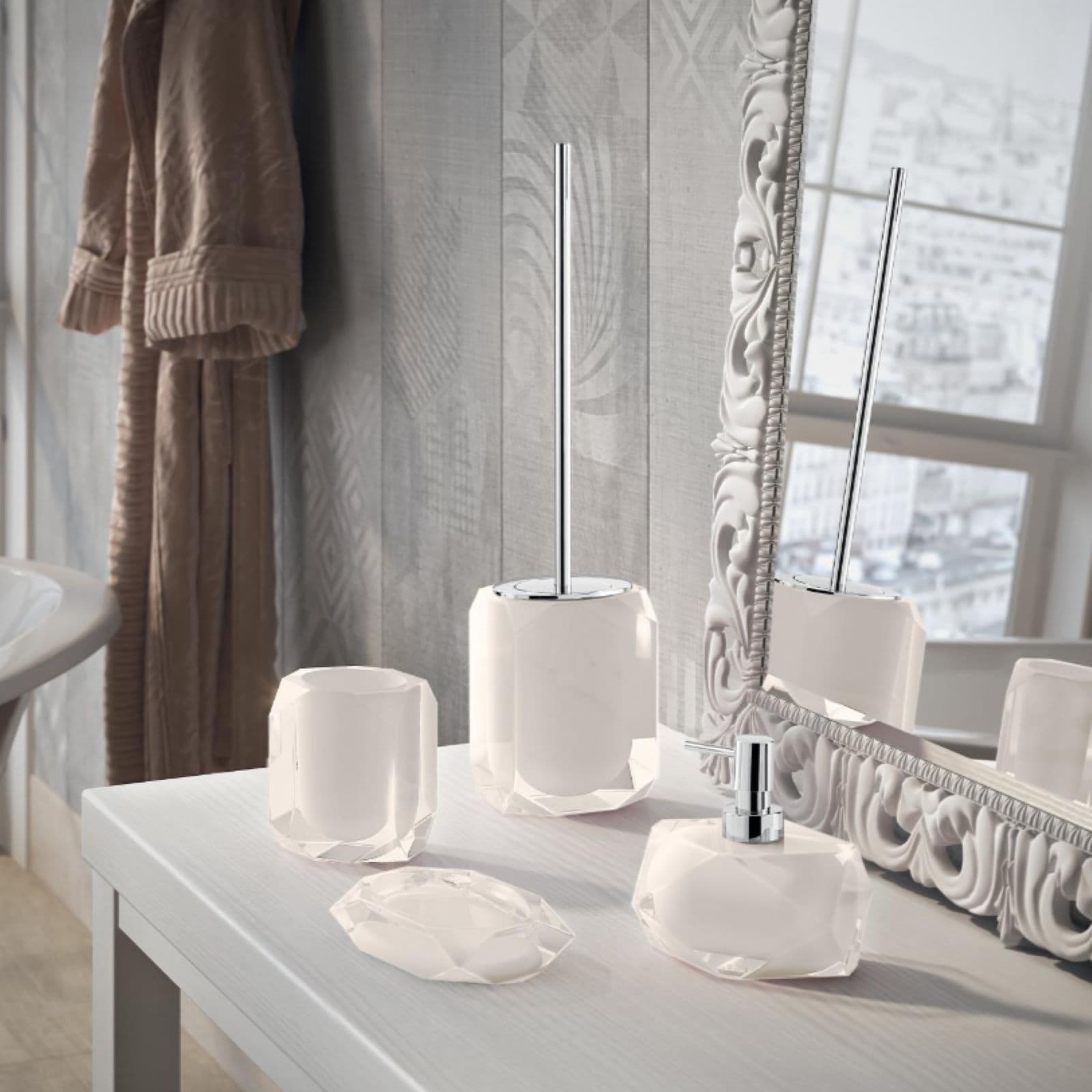 Set 4 accessori appoggio bianco e trasparente - Chanelle di Gedy