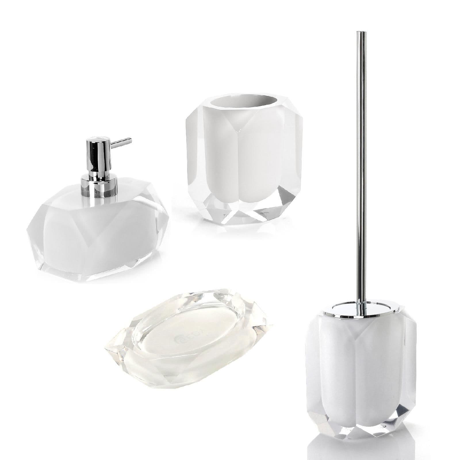 Set 4 accessori appoggio bianco e trasparente - Chanelle di Gedy