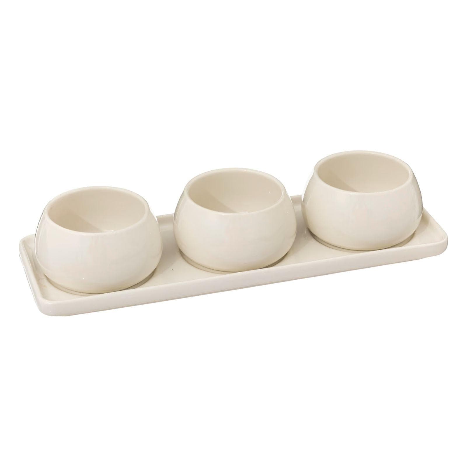 Set 4 accessori per aperitivo in ceramica bianco