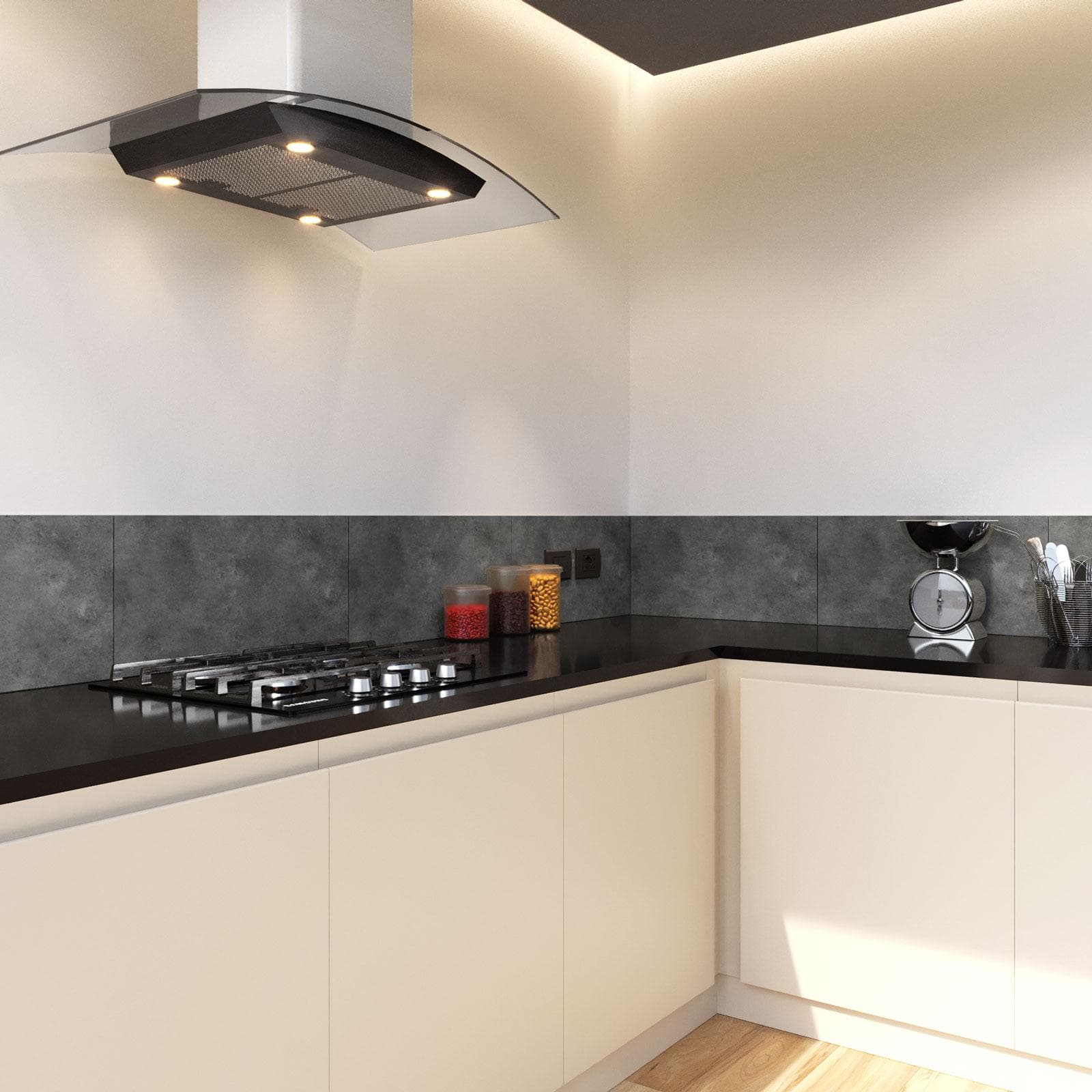 Set 4 pannelli rivestimento parete in SPC 30x60h cm effetto pietra carbone - Thais