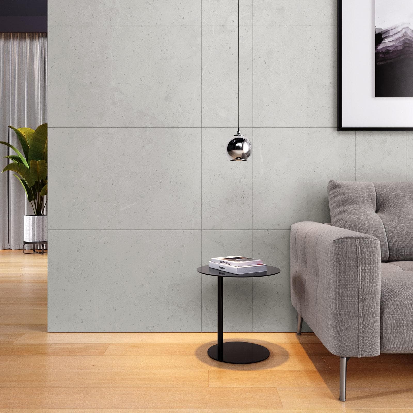 Set 4 pannelli rivestimento parete in SPC 30x60h cm effetto pietra grigio - Thais