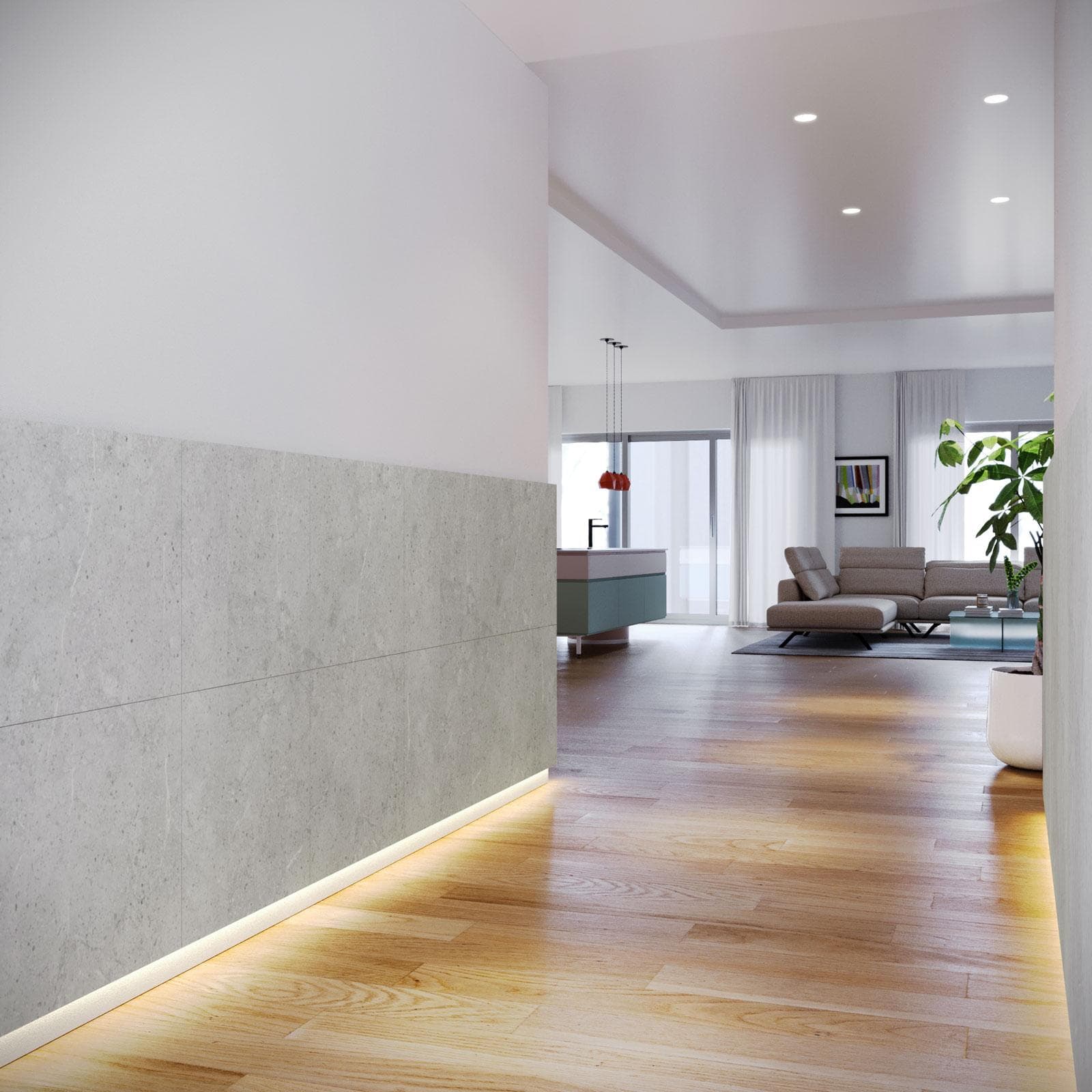 Set 4 pannelli rivestimento parete in SPC 30x60h cm effetto pietra grigio - Thais