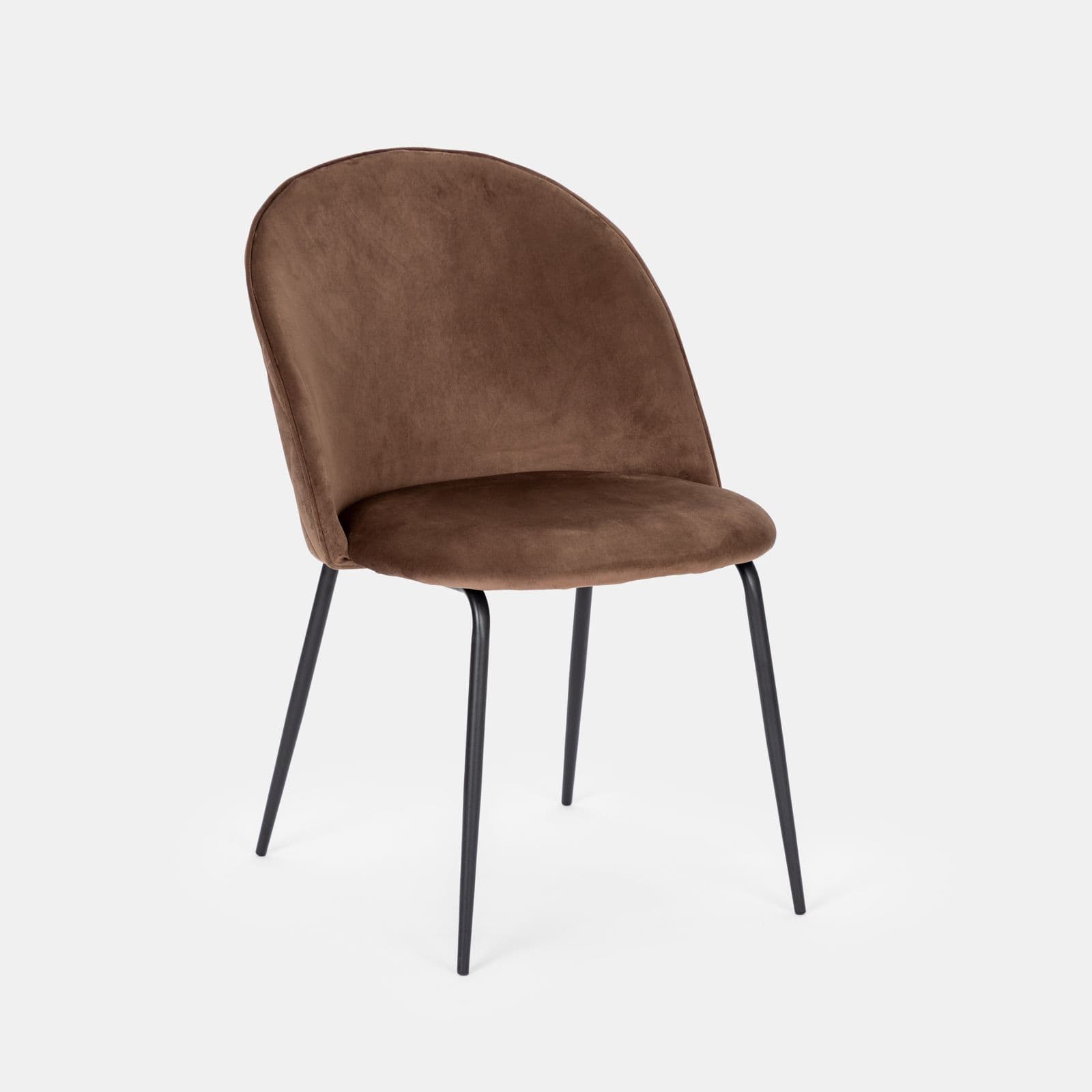 Set 4 sedie in velluto cappuccino con gambe in metallo nero - Georgia