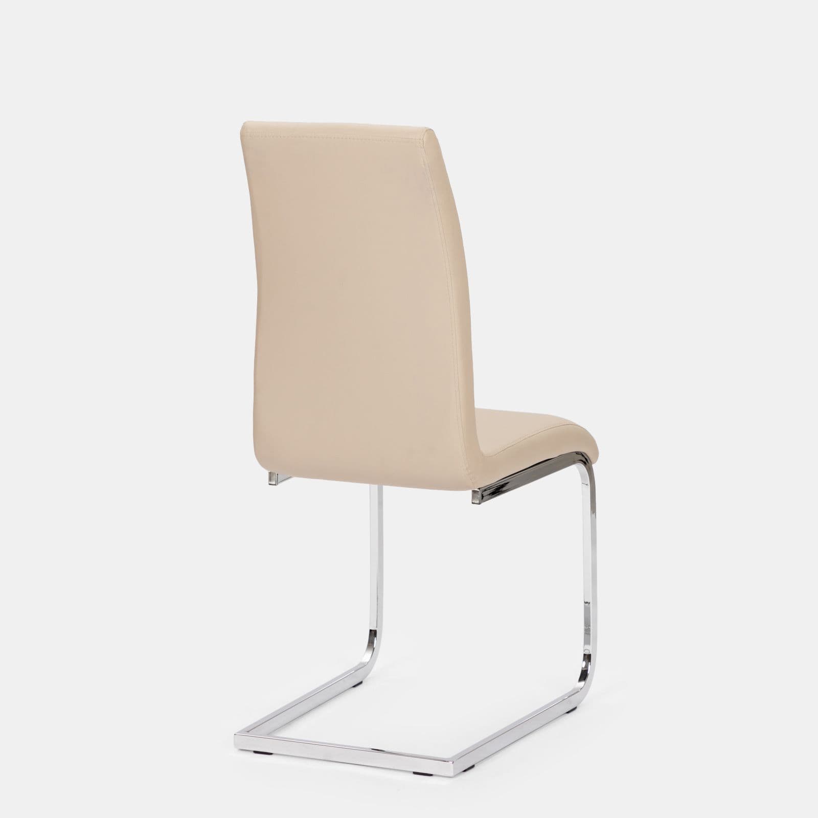 Set 4 sedie in similpelle beige con schienale alto e struttura a slitta cromo - Colorado