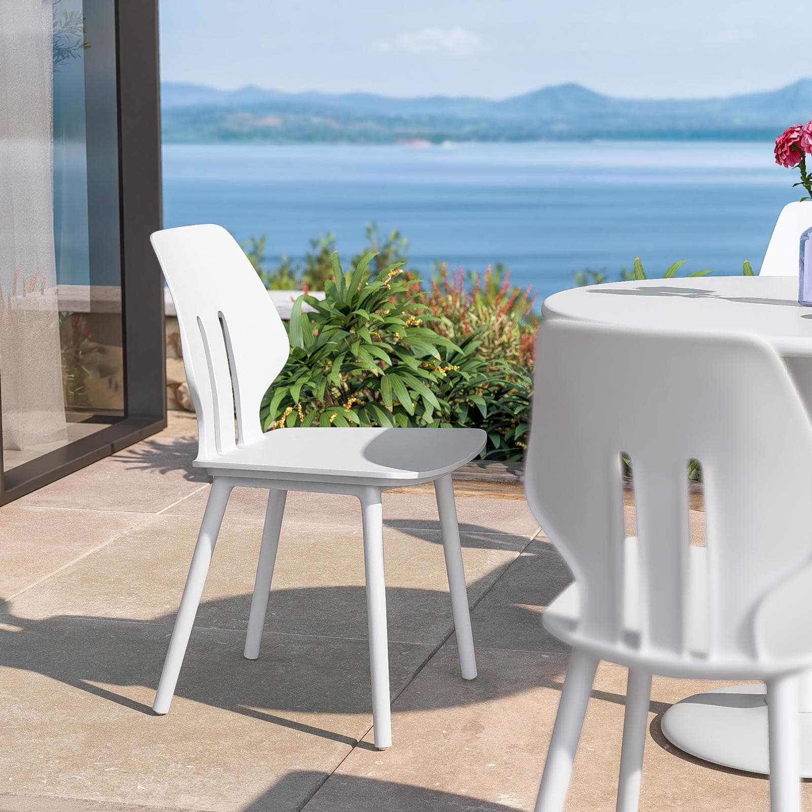 Set 4 sedie da giardino in polipropilene bianco - Brillac