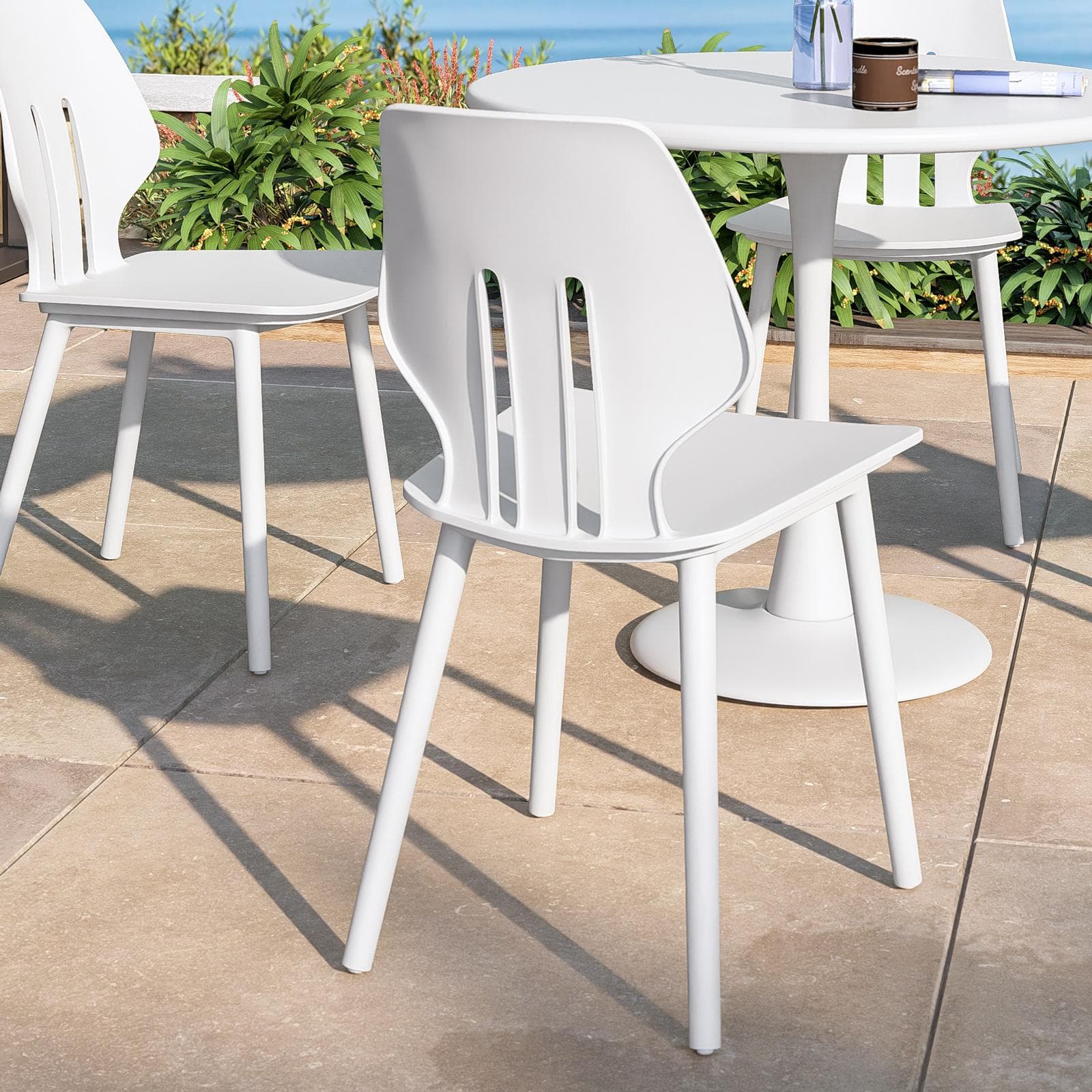 Set 4 sedie da giardino in polipropilene bianco - Brillac