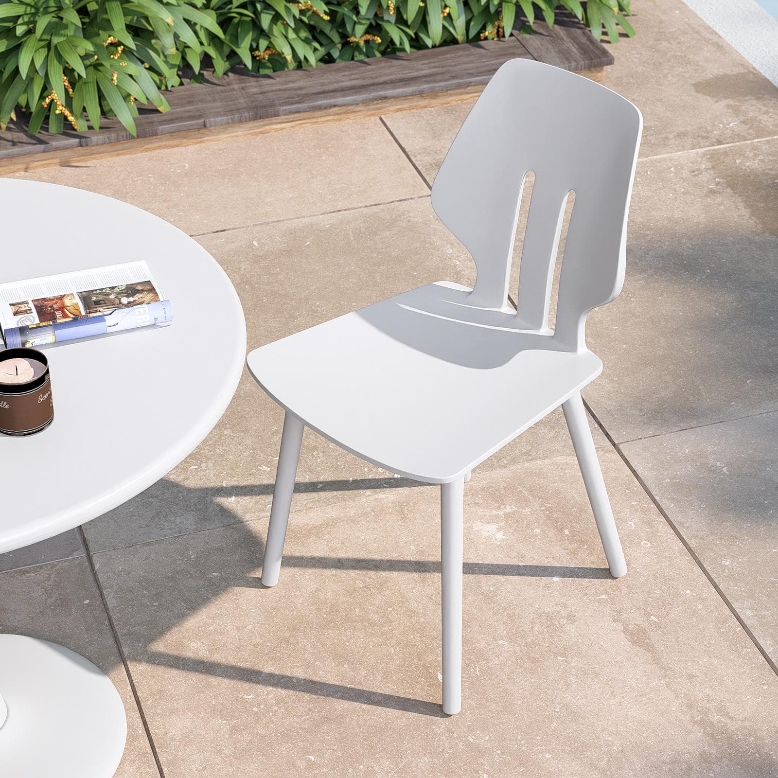 Set 4 sedie da giardino in polipropilene bianco - Brillac