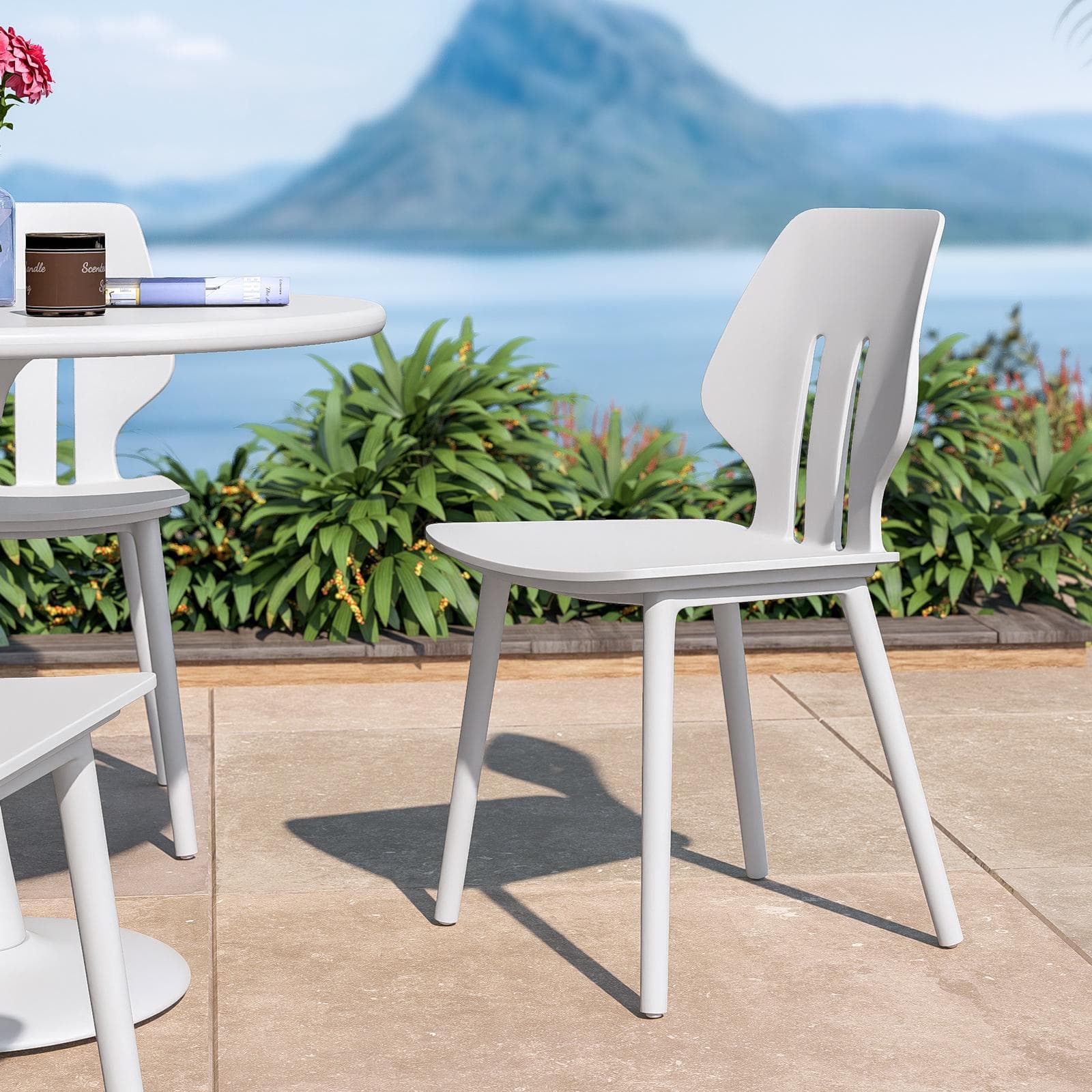 Set 4 sedie da giardino in polipropilene bianco - Brillac