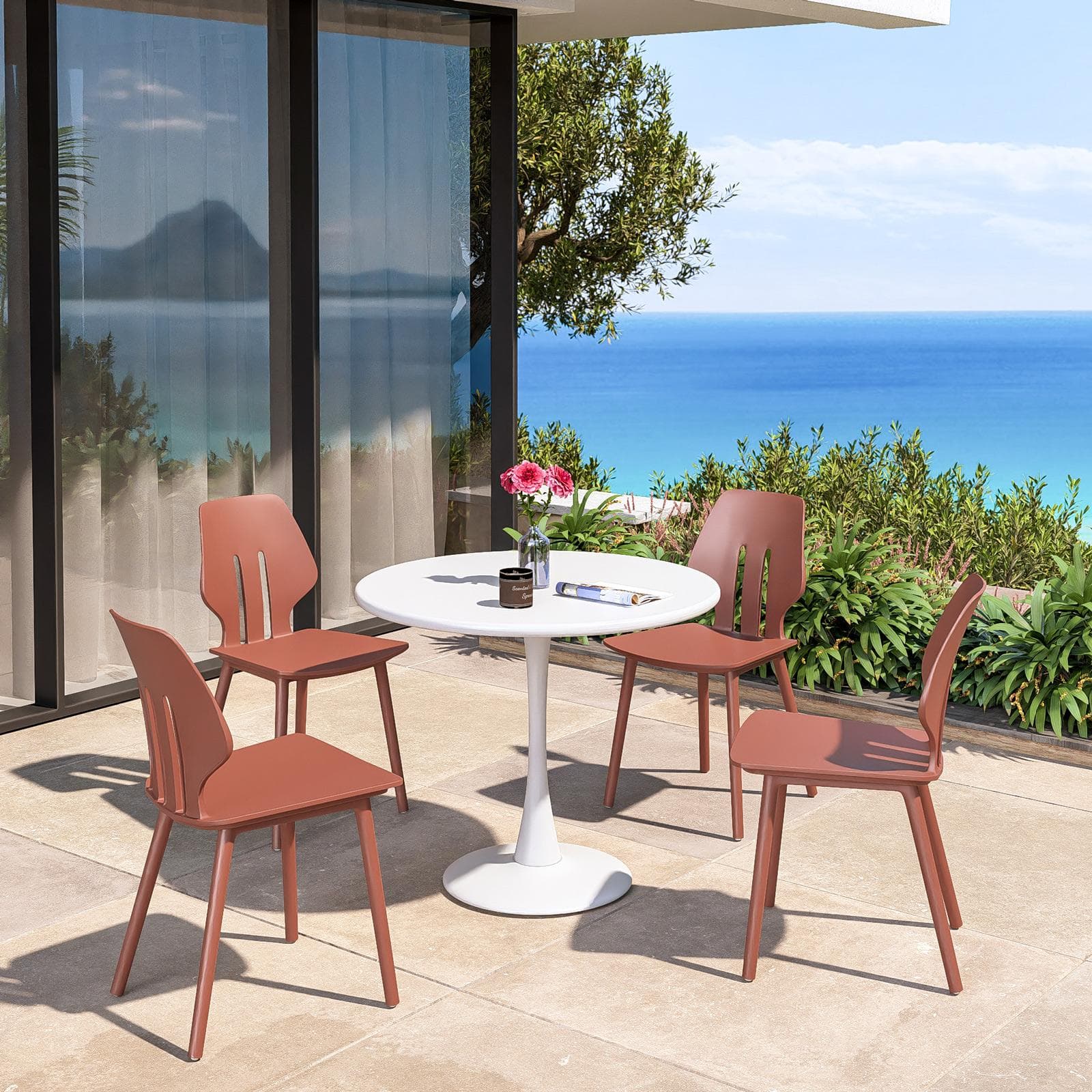 Set 4 sedie da giardino in polipropilene terracotta - Brillac