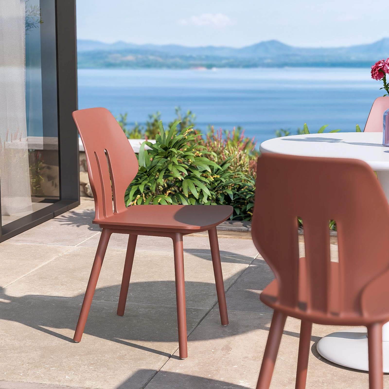 Set 4 sedie da giardino in polipropilene terracotta - Brillac