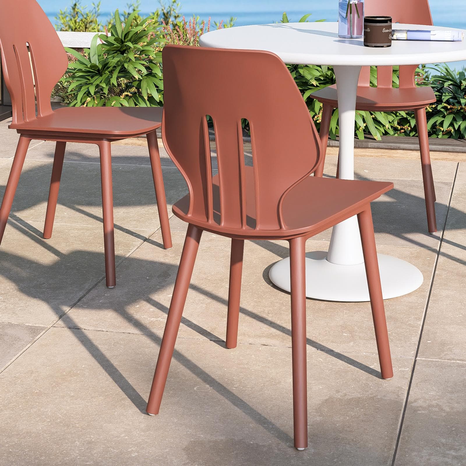 Set 4 sedie da giardino in polipropilene terracotta - Brillac