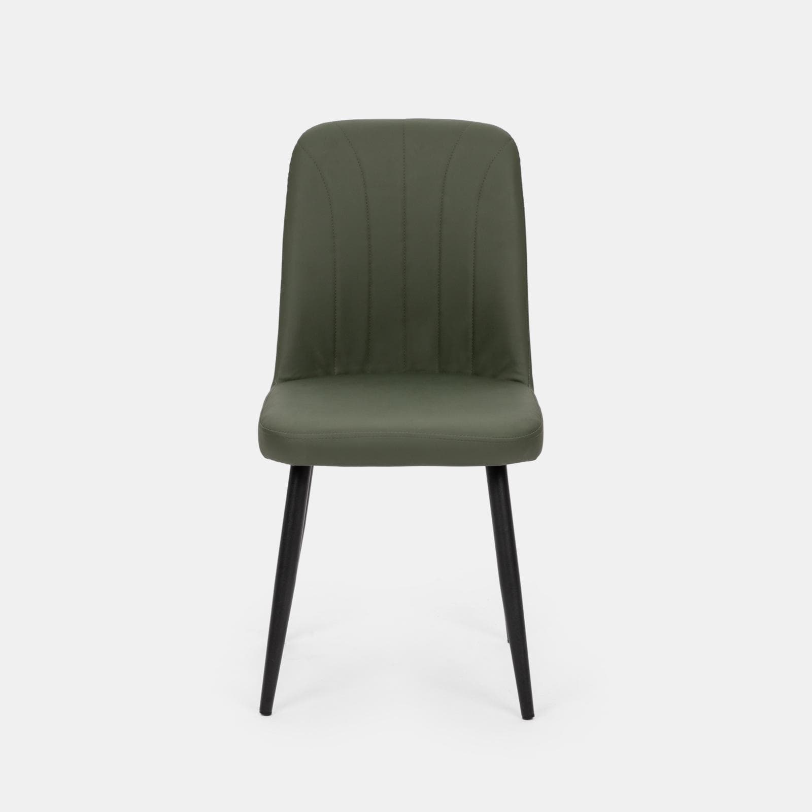 Set 4 sedie da interni imbottite in similpelle verde scuro - Knos