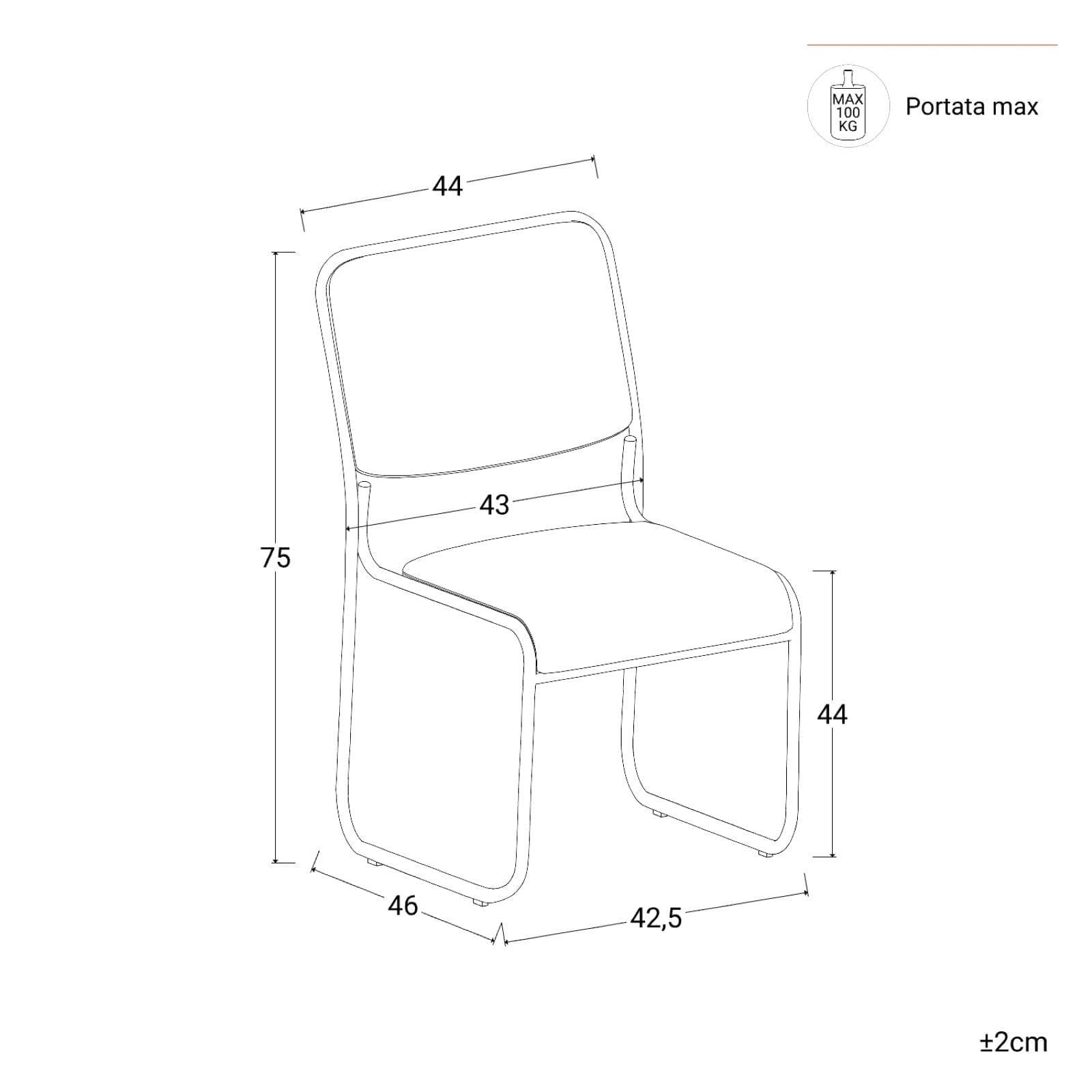 Set 4 sedie da ufficio imbottite in similpelle cognac con gambe a slitta in metallo cromo - Seira