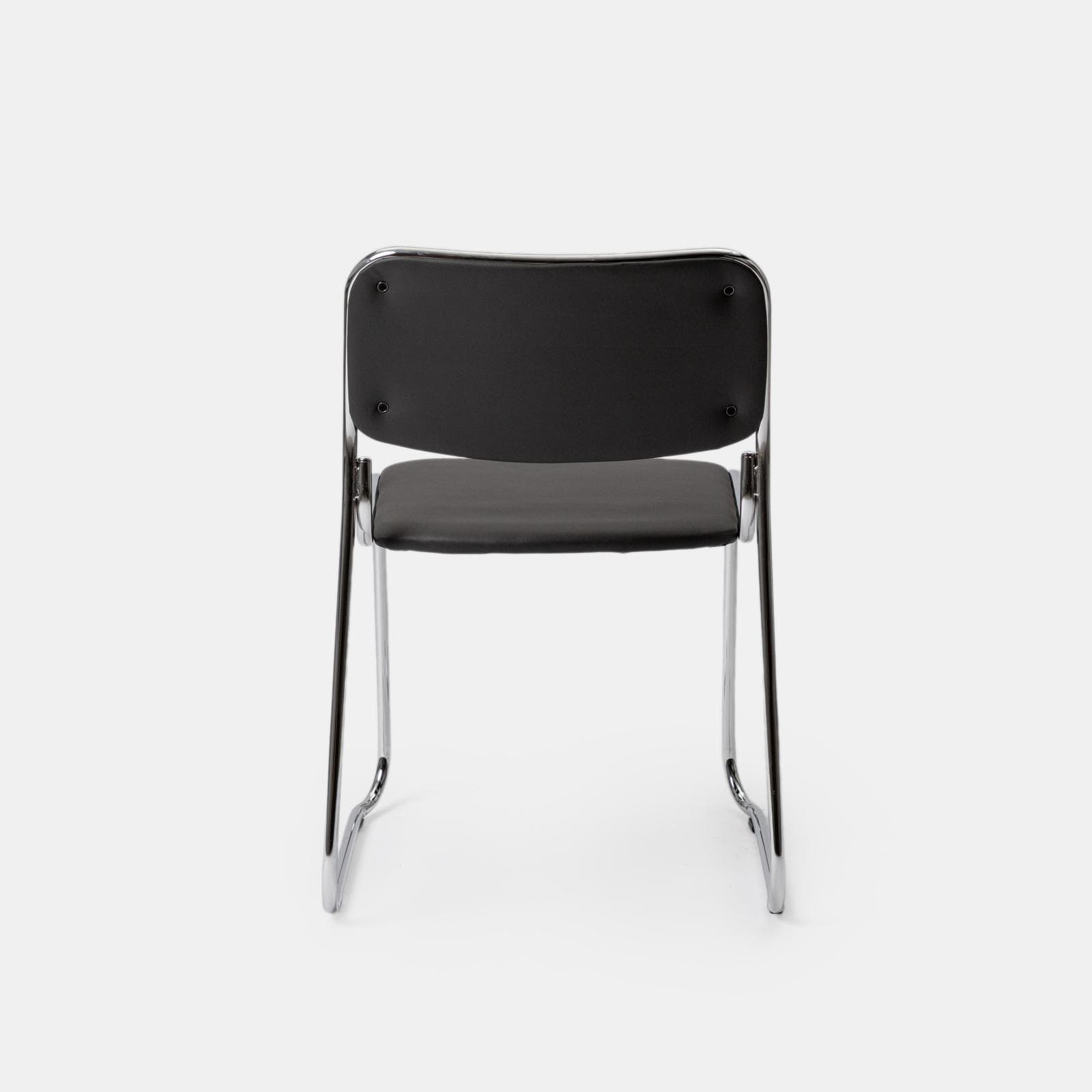Set 4 sedie da ufficio imbottite in similpelle grigio con gambe a slitta in metallo cromo - Seira