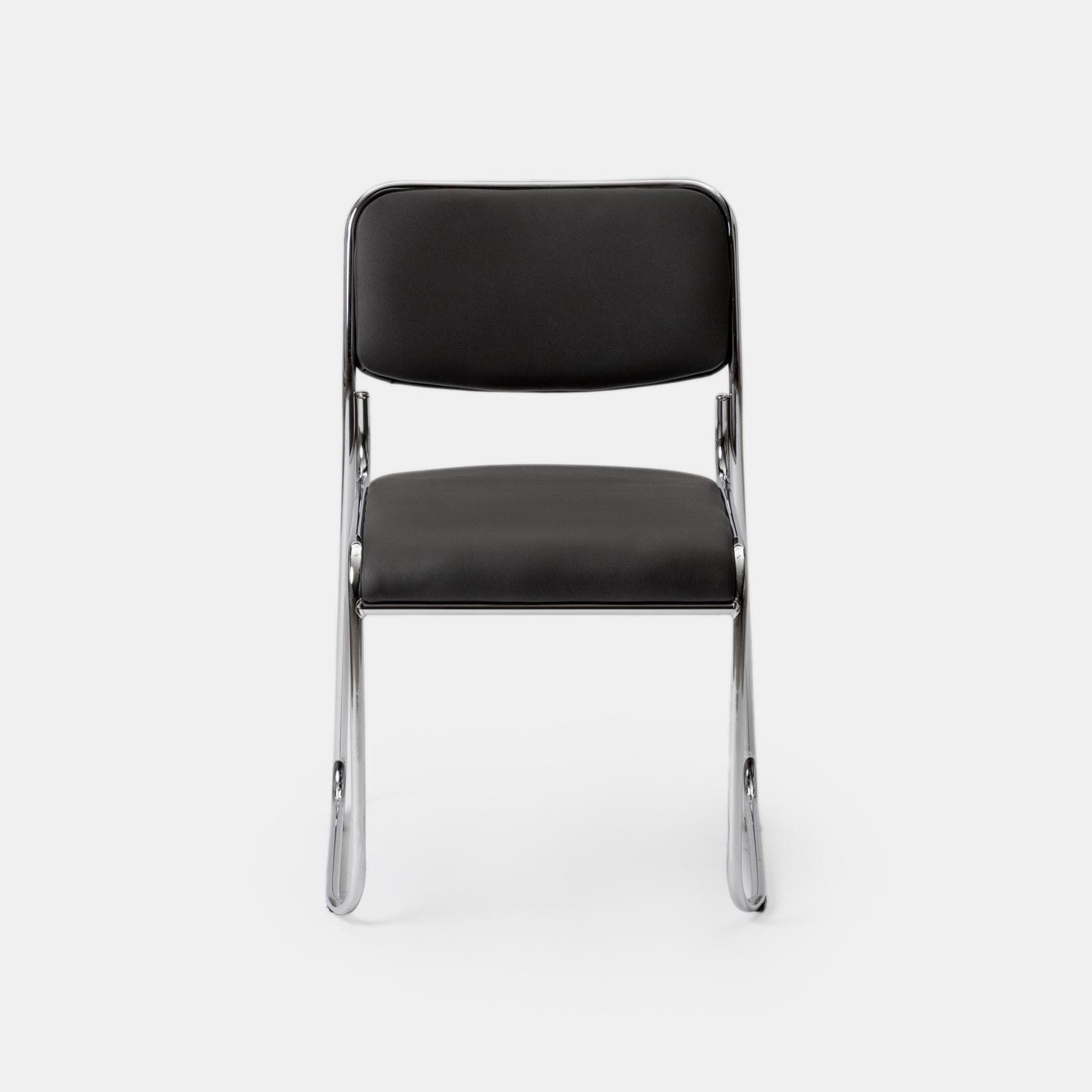 Set 4 sedie da ufficio imbottite in similpelle grigio con gambe a slitta in metallo cromo - Seira