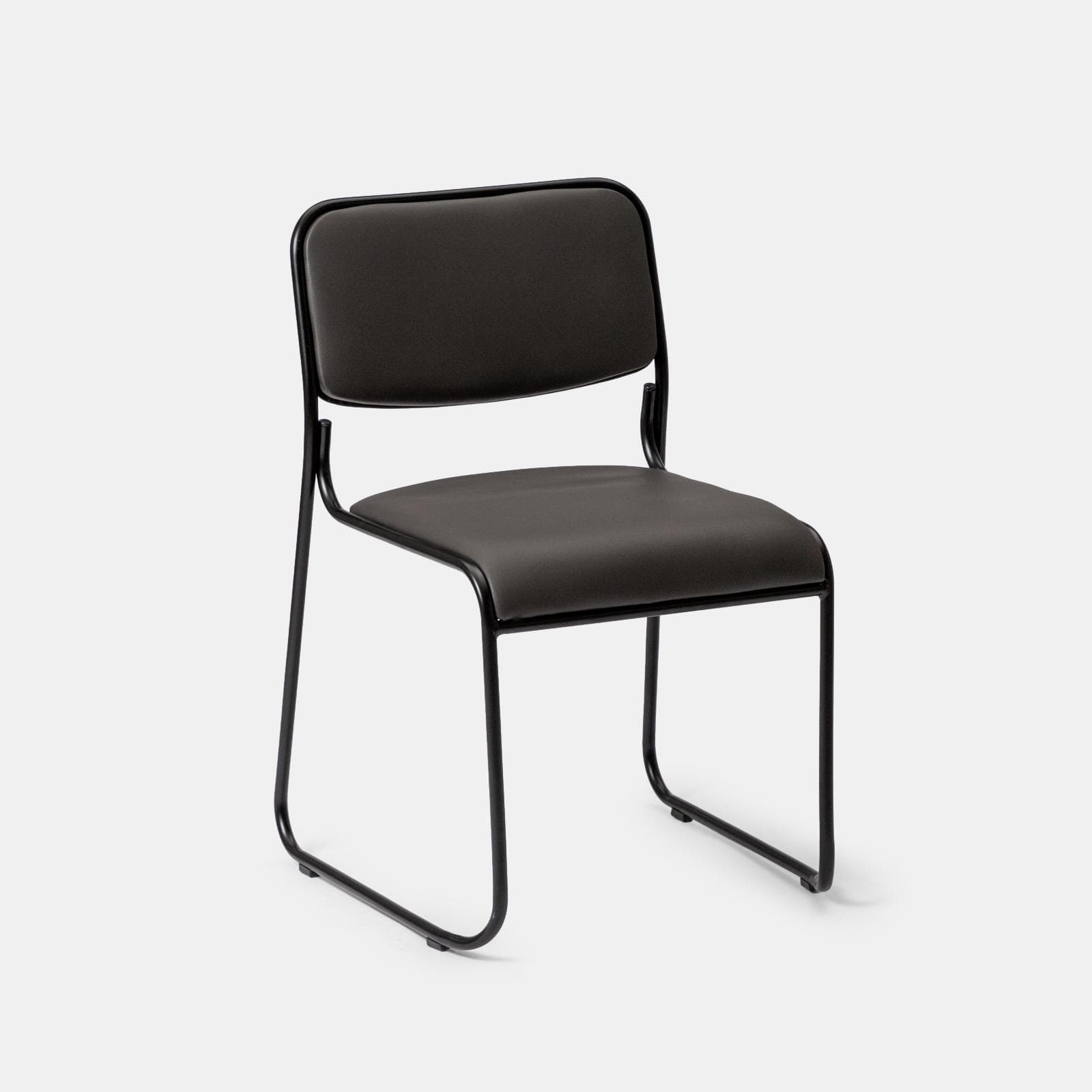 Set 4 sedie da ufficio imbottite in similpelle grigio con gambe a slitta in metallo nero - Seira