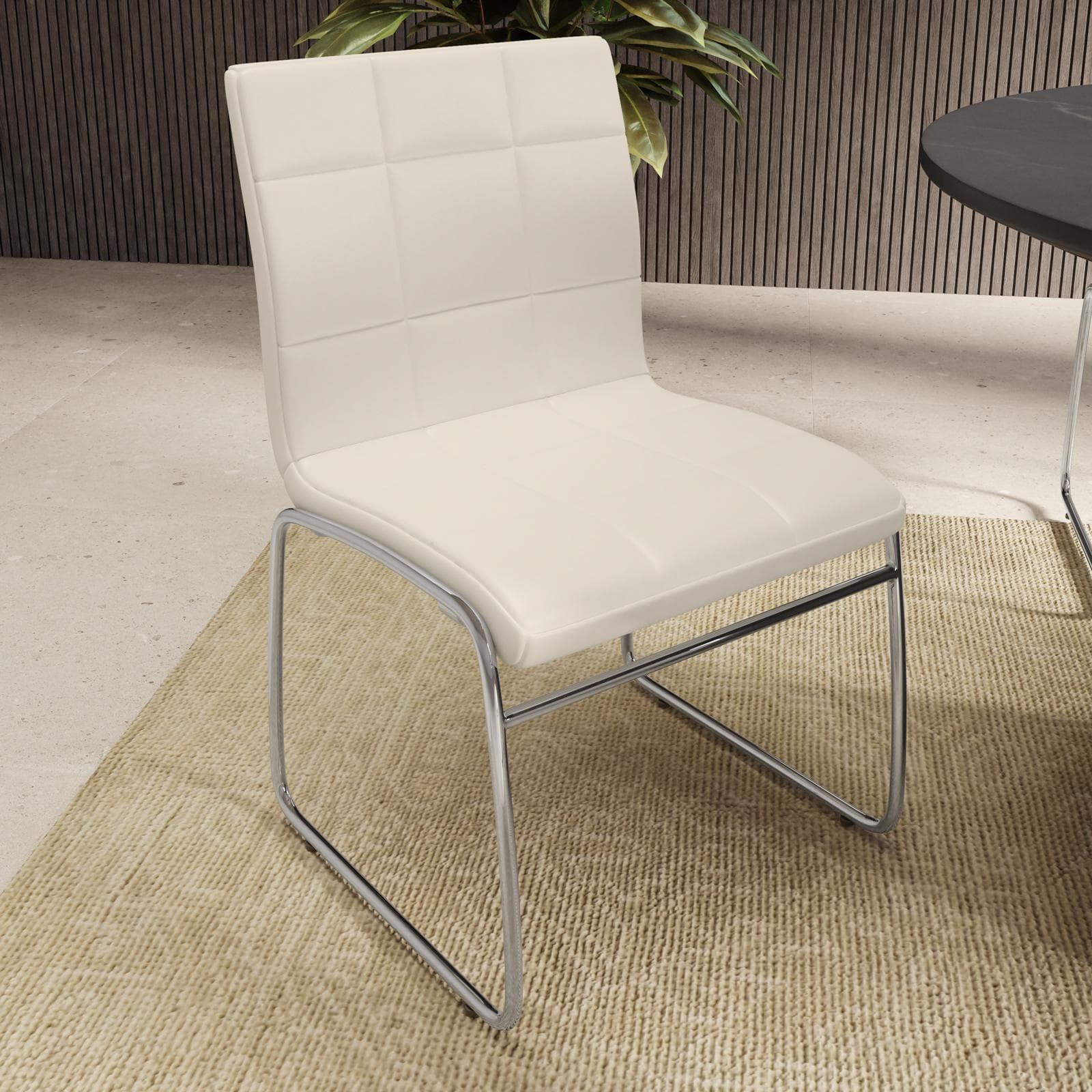Set 4 sedie da ufficio in similpelle bianco con gambe a slitta cromo - Dilez