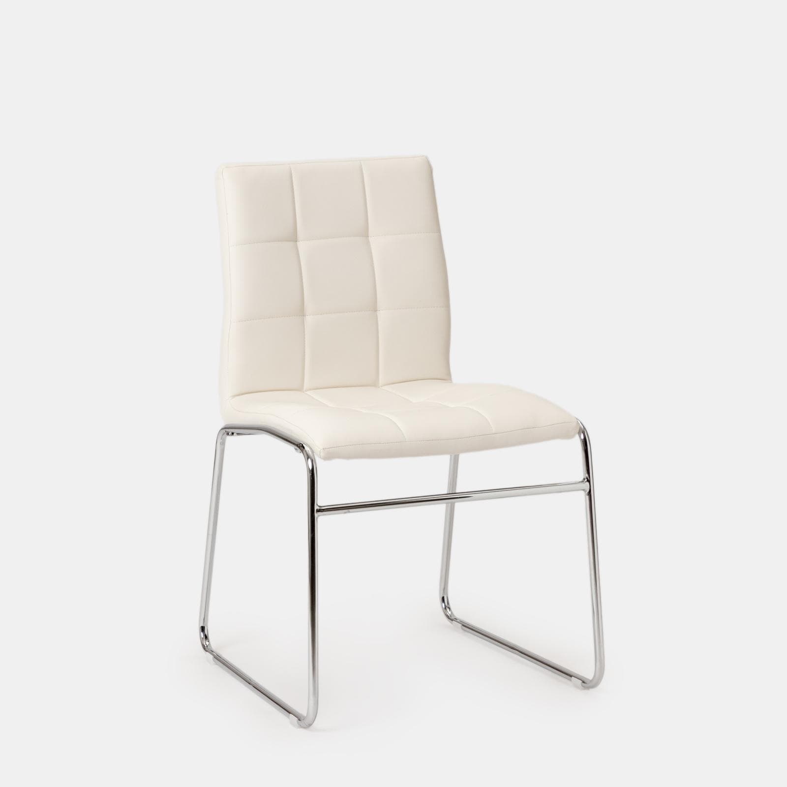 Set 4 sedie da ufficio in similpelle bianco con gambe a slitta cromo - Dilez