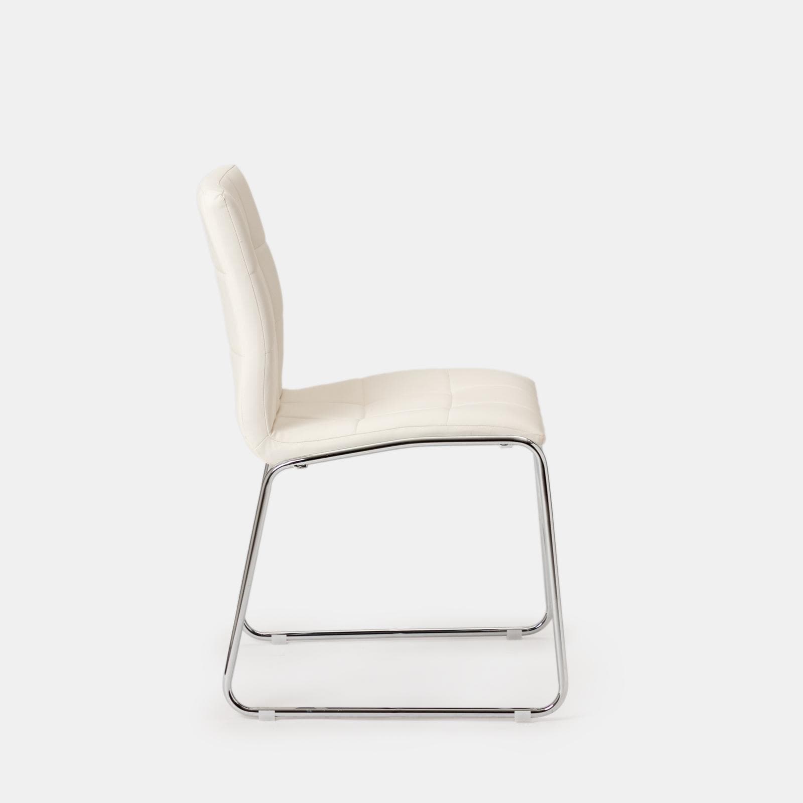 Set 4 sedie da ufficio in similpelle bianco con gambe a slitta cromo - Dilez