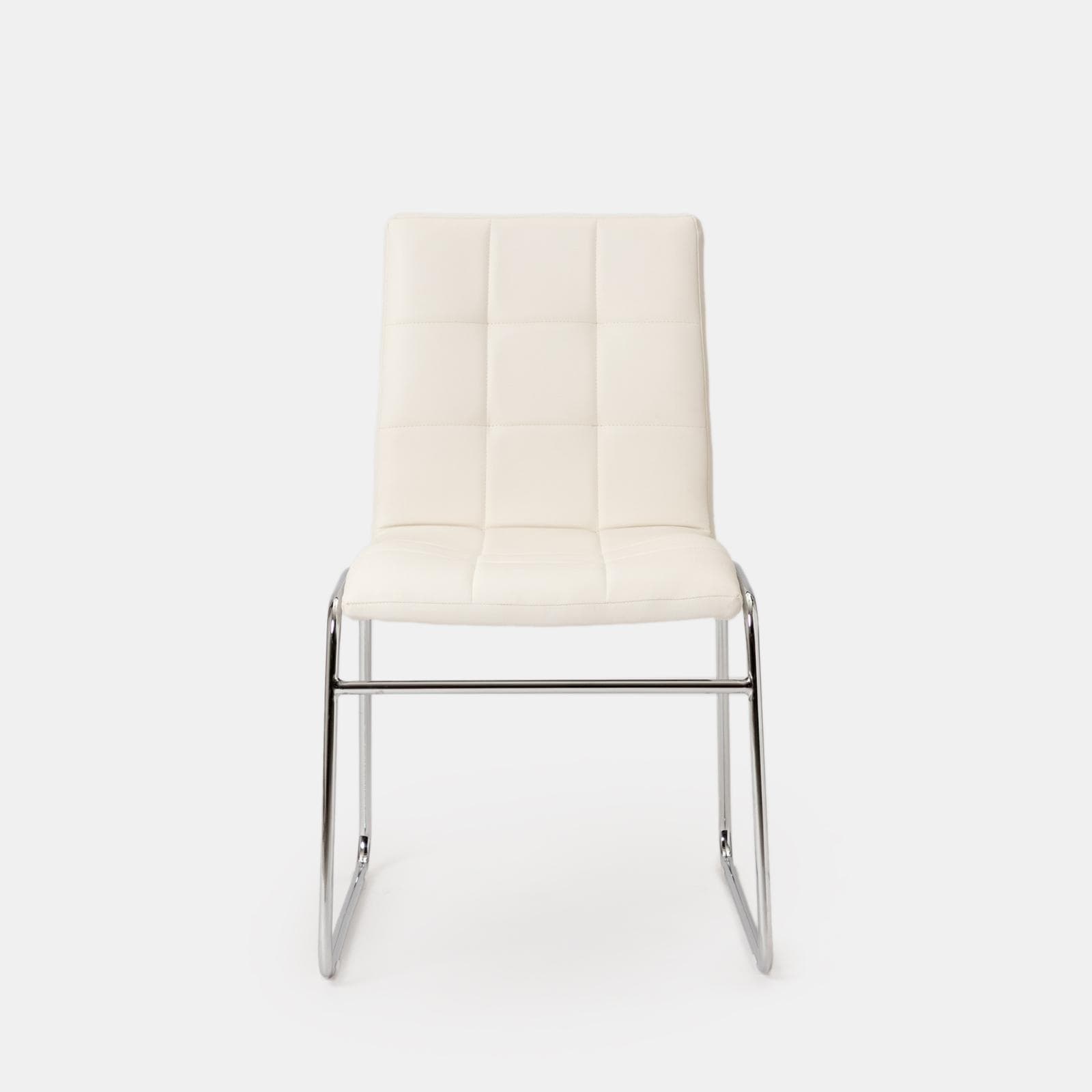 Set 4 sedie da ufficio in similpelle bianco con gambe a slitta cromo - Dilez