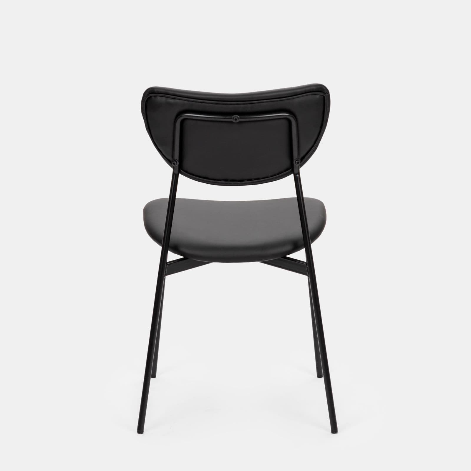 Set 4 sedie da ufficio in similpelle nera con gambe nere - Flaminia