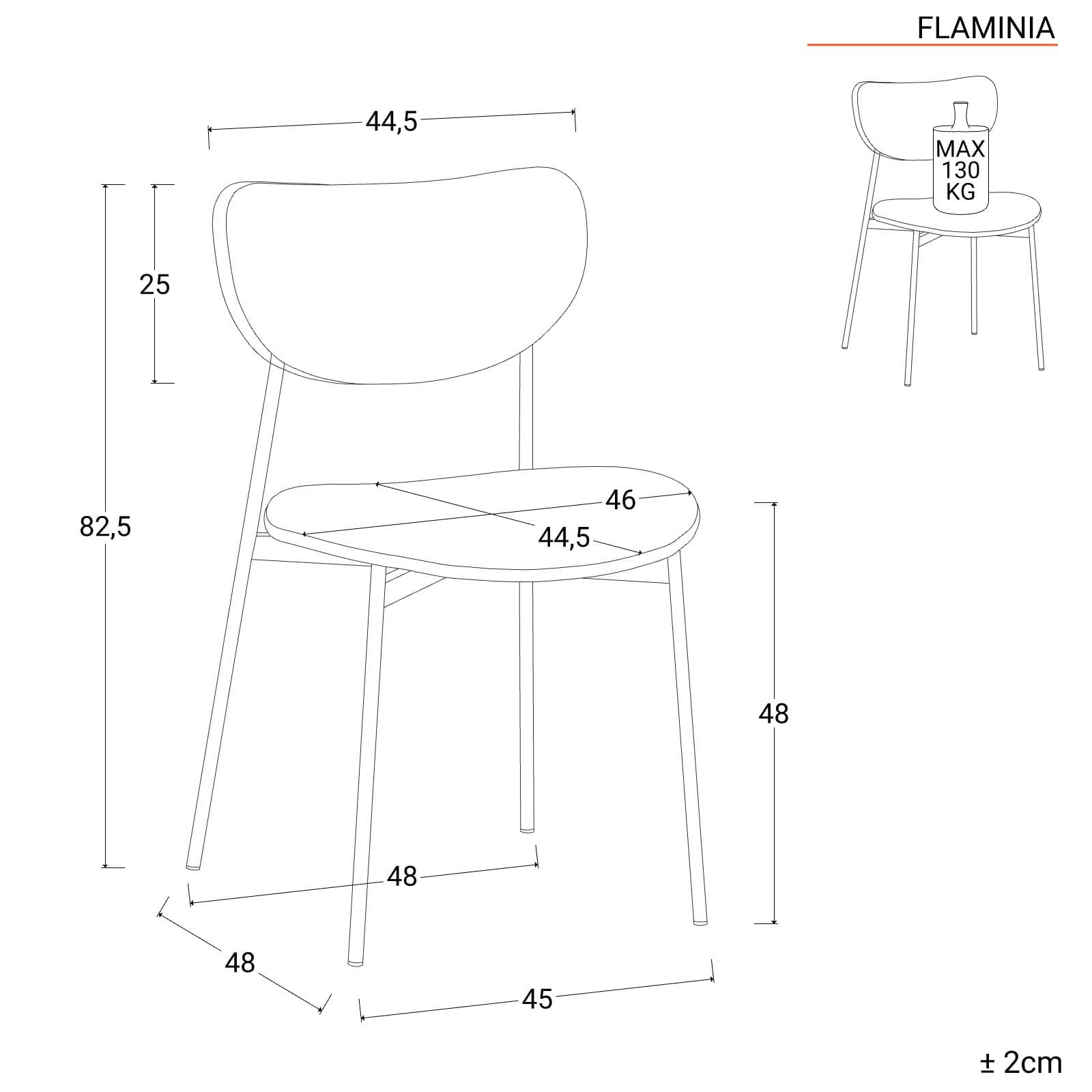 Set 4 sedie da ufficio in similpelle nera con gambe nere - Flaminia