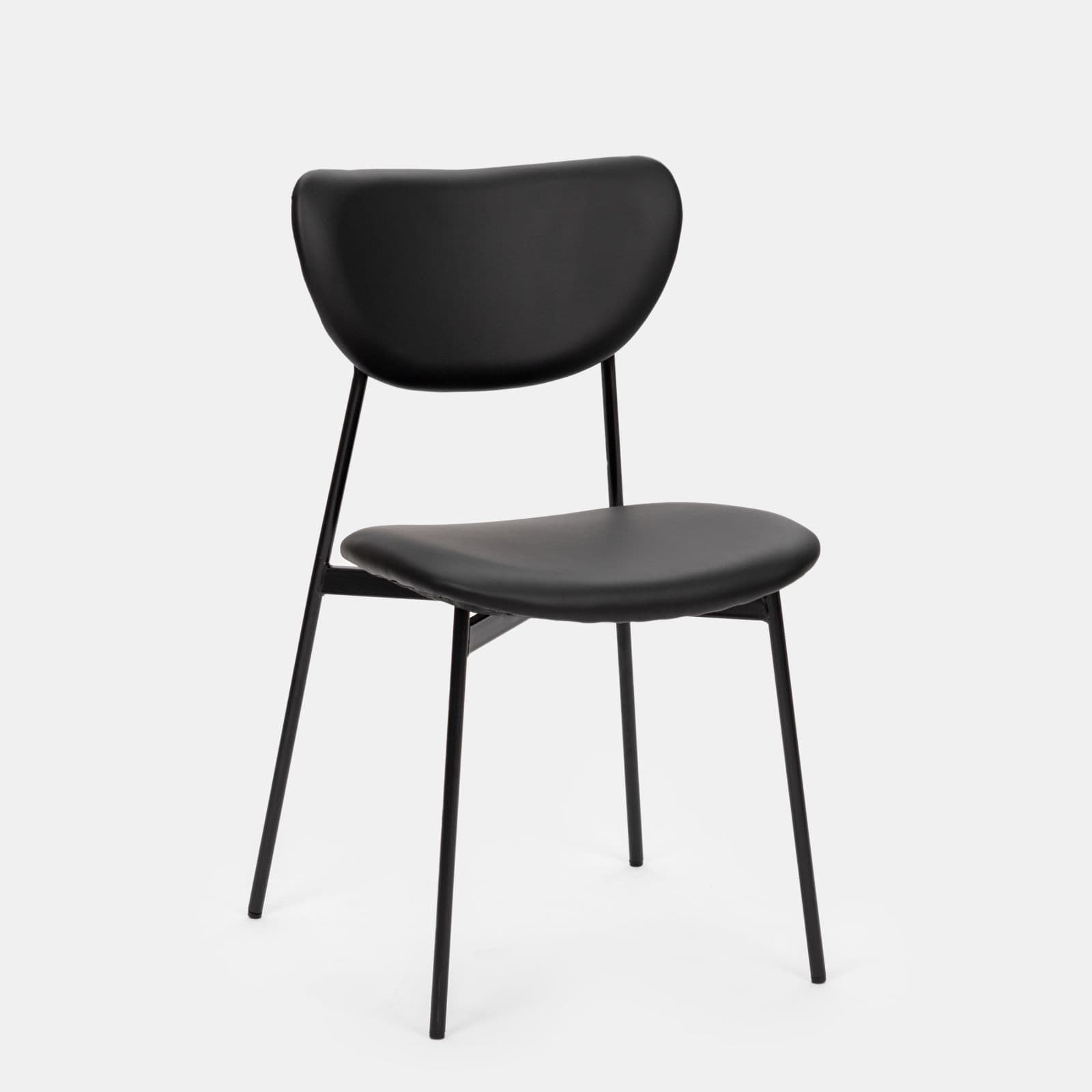 Set 4 sedie da ufficio in similpelle nera con gambe nere - Flaminia