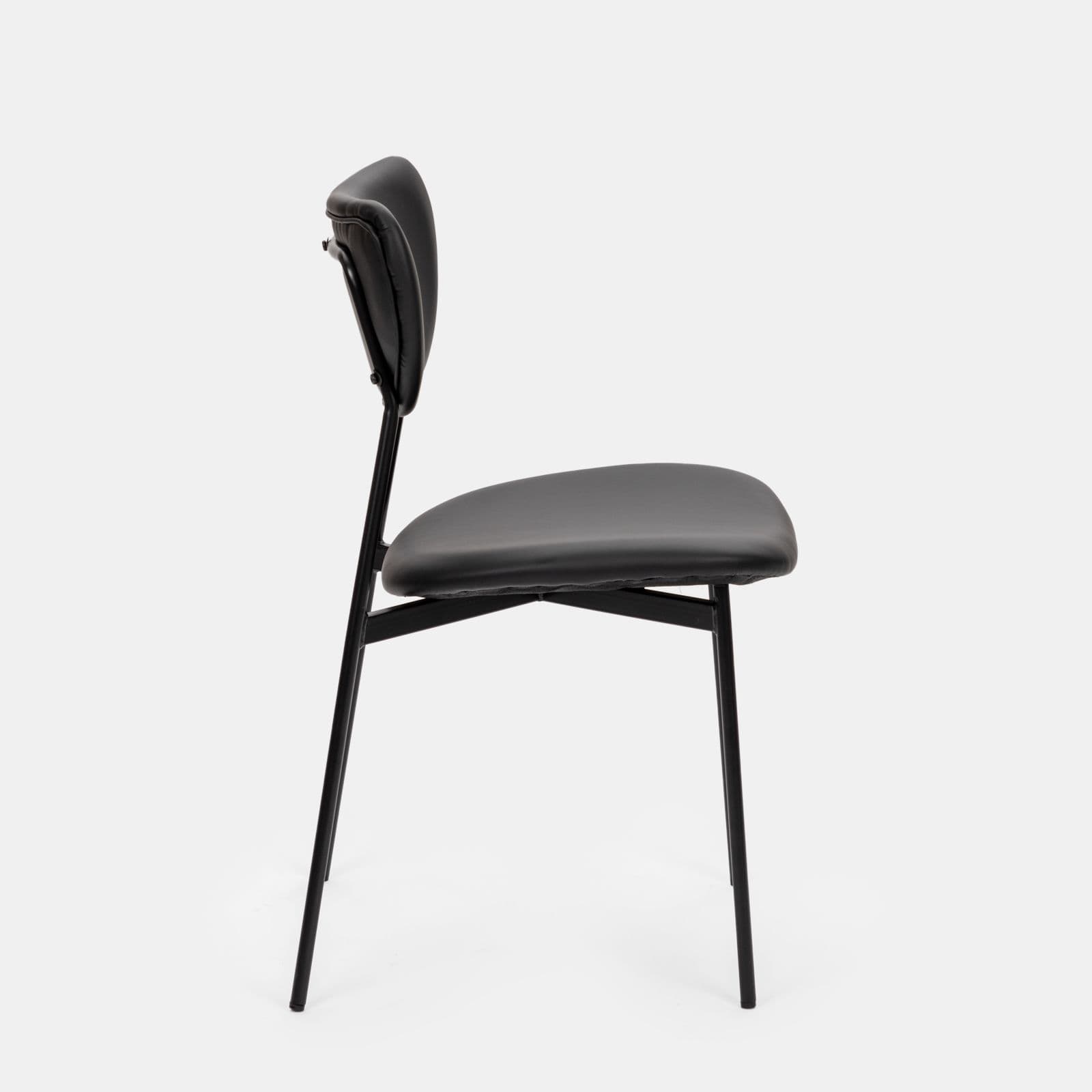 Set 4 sedie da ufficio in similpelle nera con gambe nere - Flaminia
