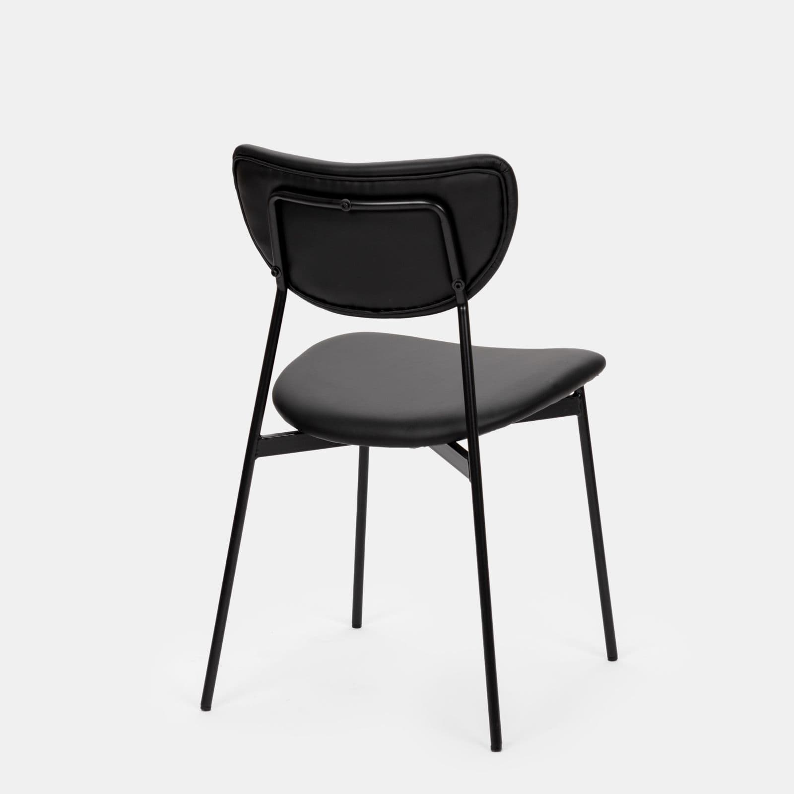 Set 4 sedie da ufficio in similpelle nera con gambe nere - Flaminia