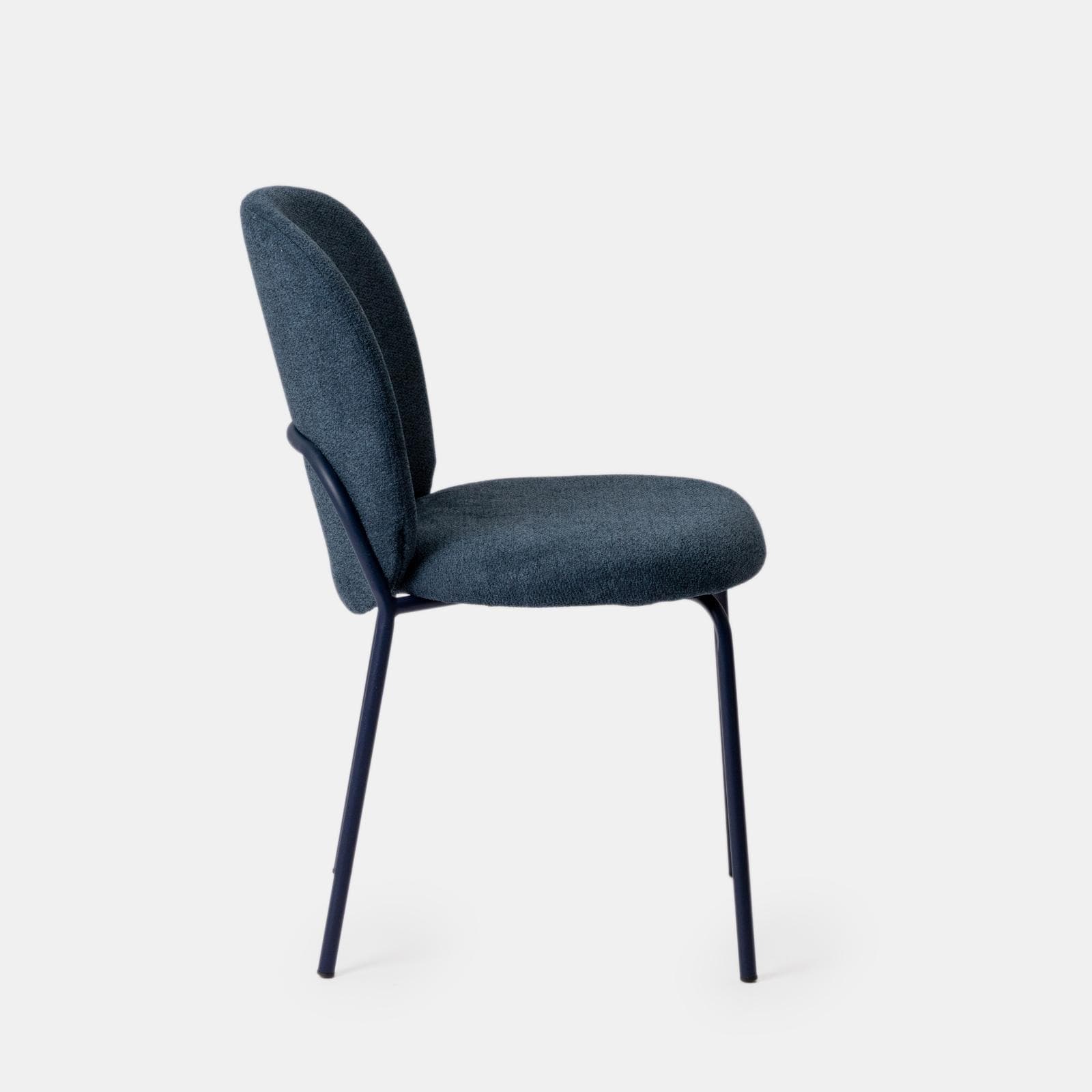 Set 4 sedie in ciniglia blu scuro con gambe in metallo - Margit
