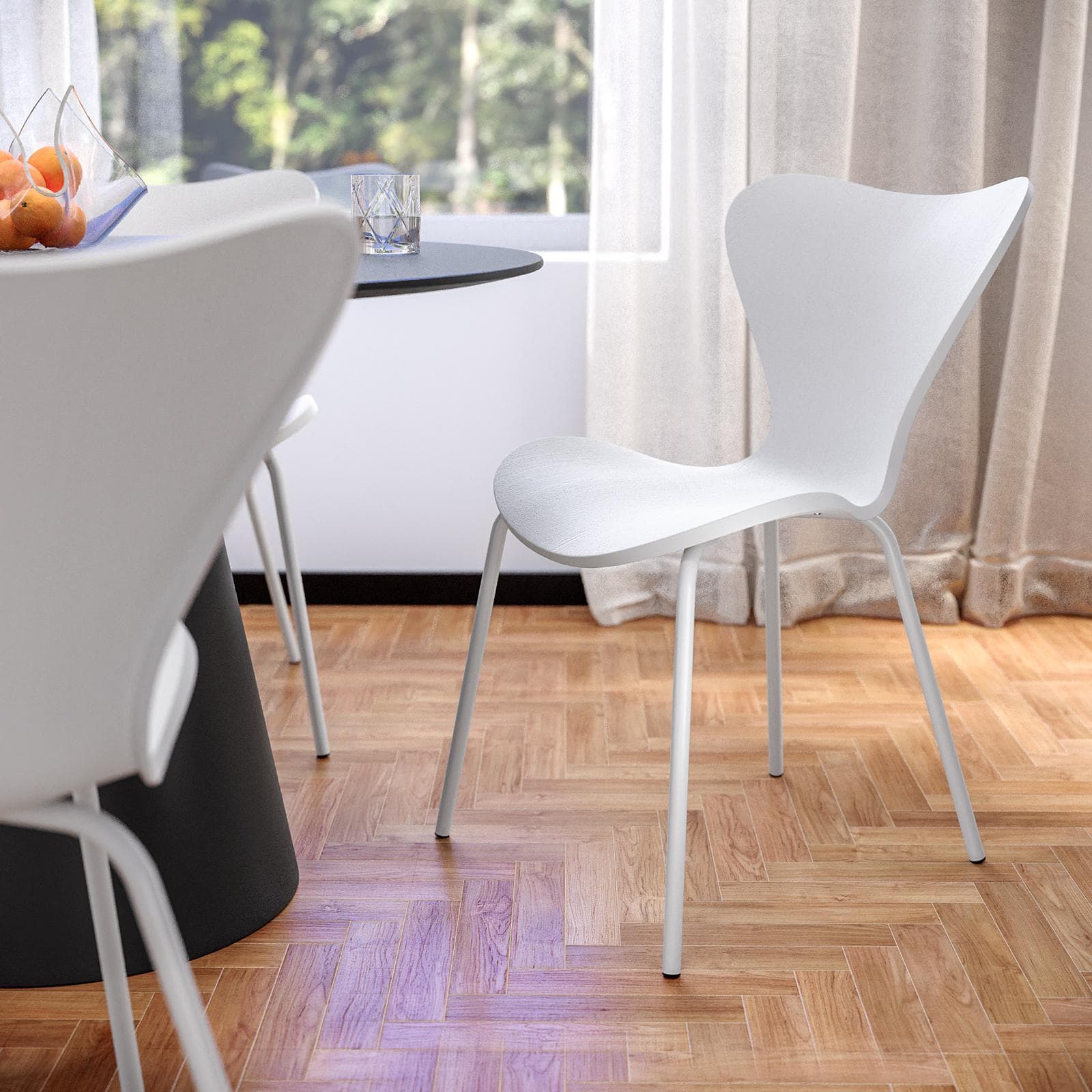 Set 4 sedie in polipropilene bianco con gambe in metallo - Dolly