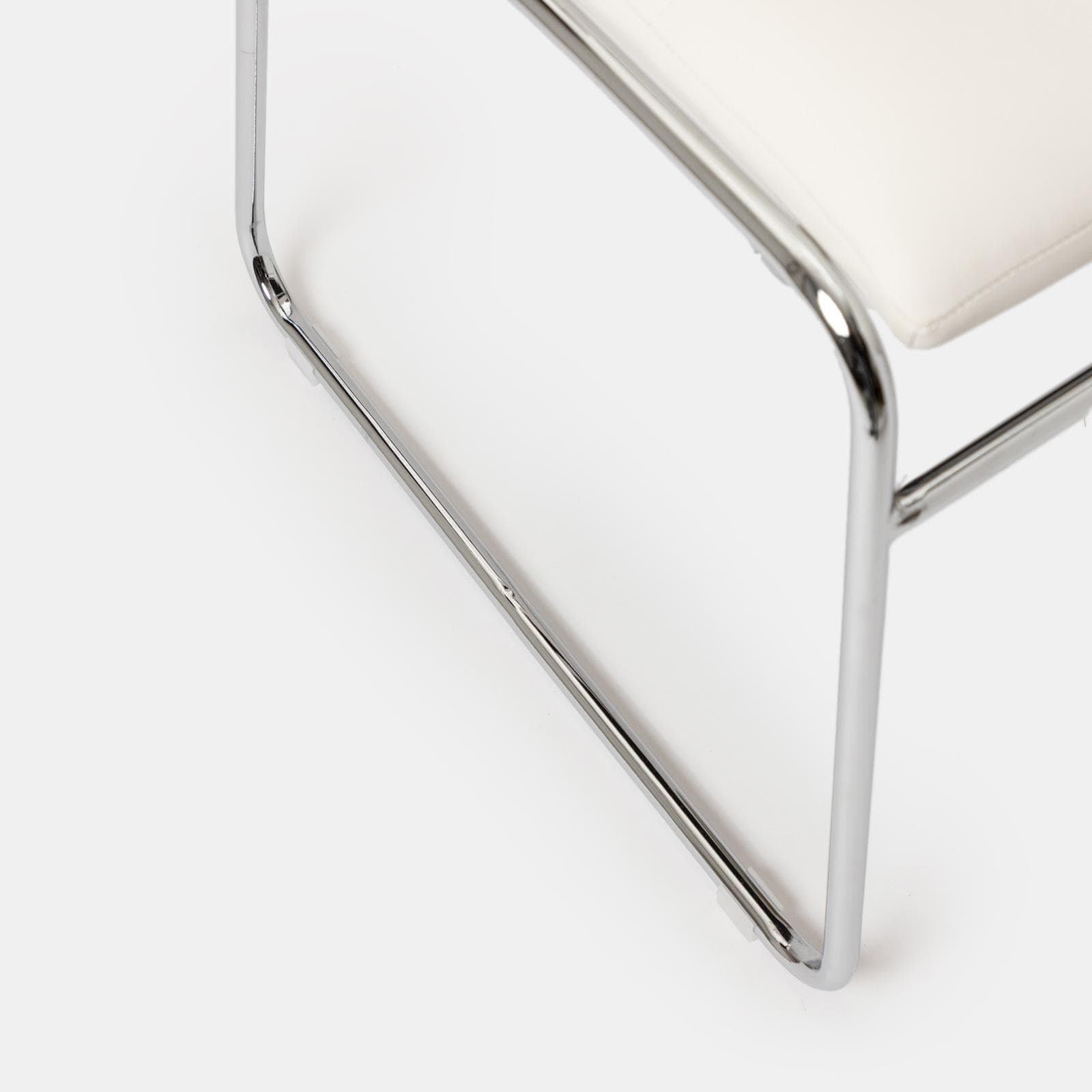 Set 4 sedie in similpelle bianco con gambe a slitta cromo - Dilez