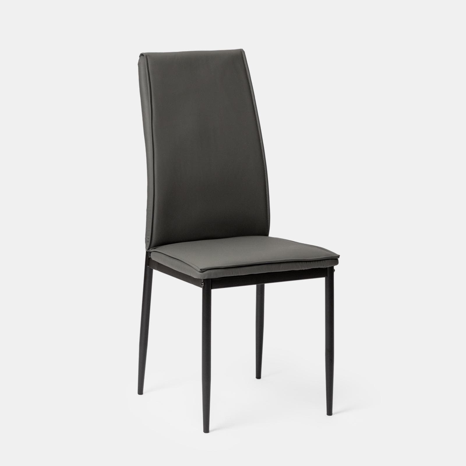 Set 4 sedie in similpelle grigio scuro con gambe in metallo nero - Iolanda