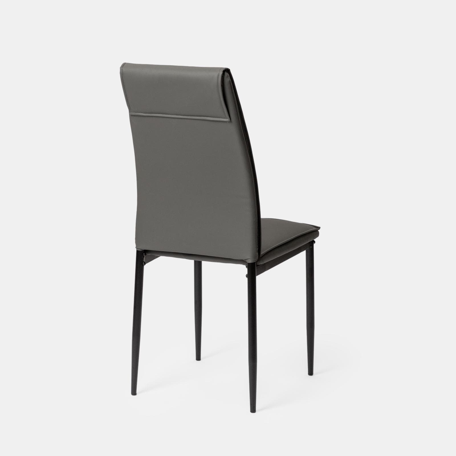 Set 4 sedie in similpelle grigio scuro con gambe in metallo nero - Iolanda