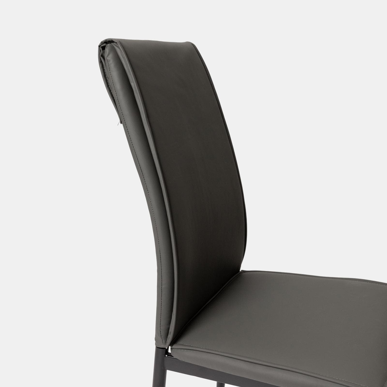 Set 4 sedie in similpelle grigio scuro con gambe in metallo nero - Iolanda