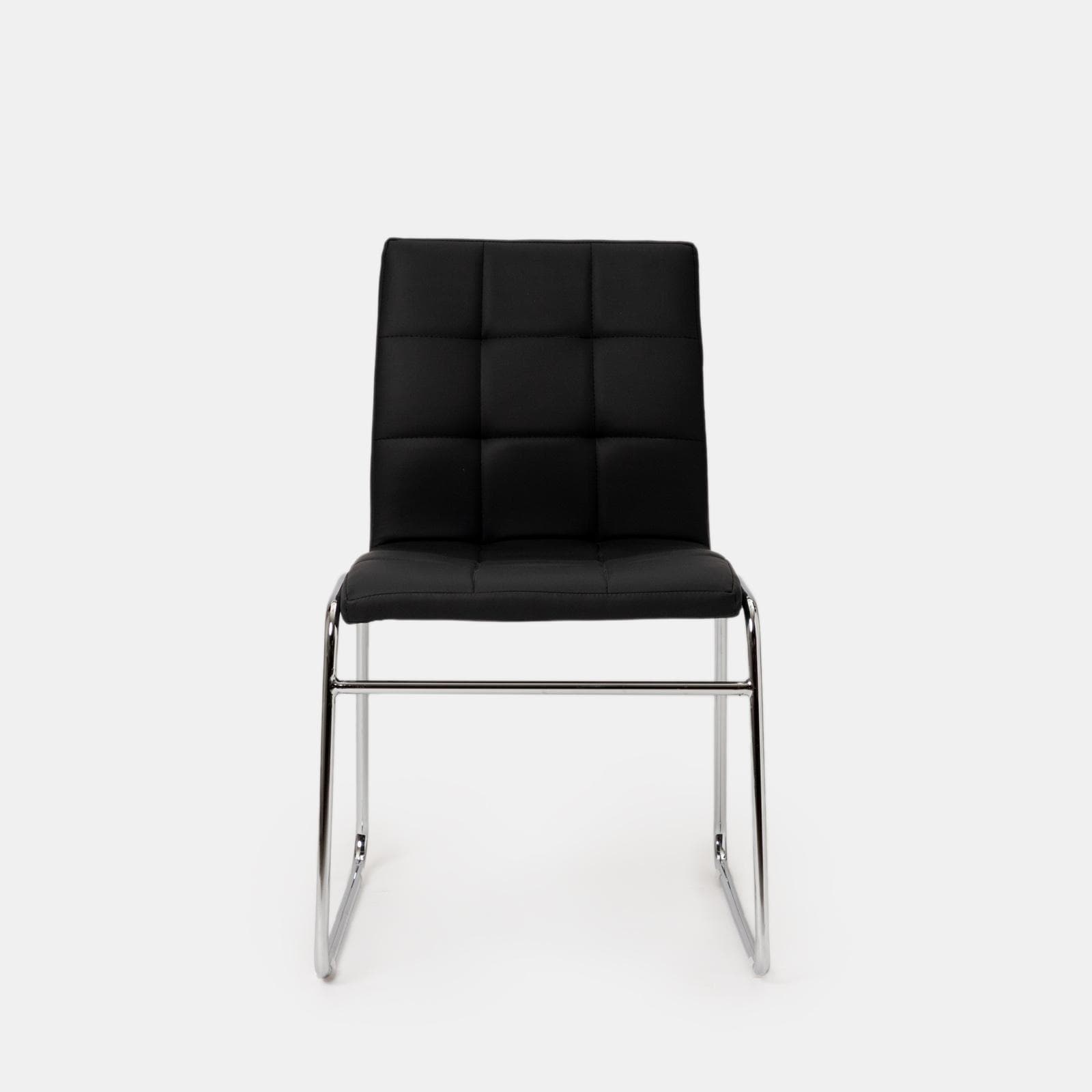 Set 4 sedie in similpelle nera con gambe a slitta cromo - Dilez